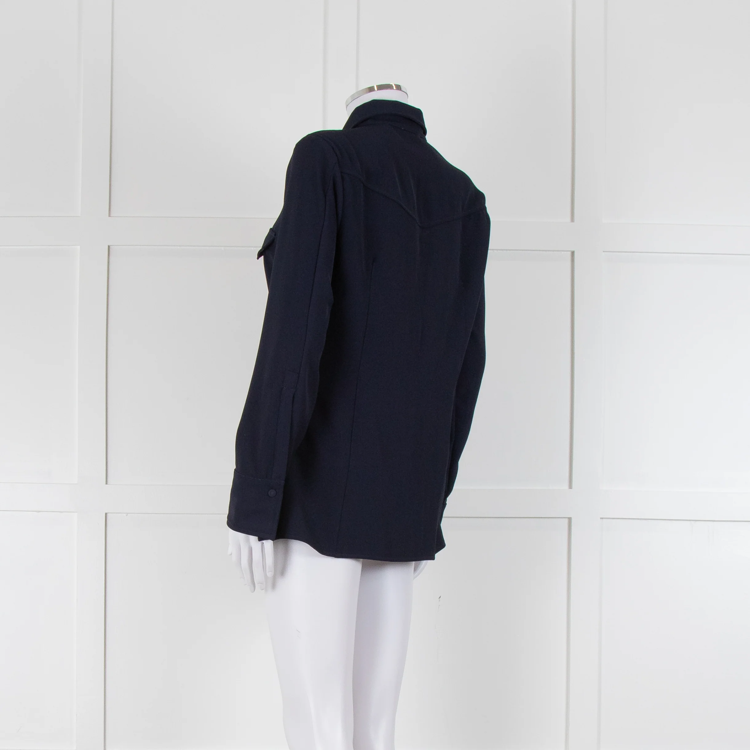 Marella Dark Blue Tailored Shirt with Chest Pocket - Image 6