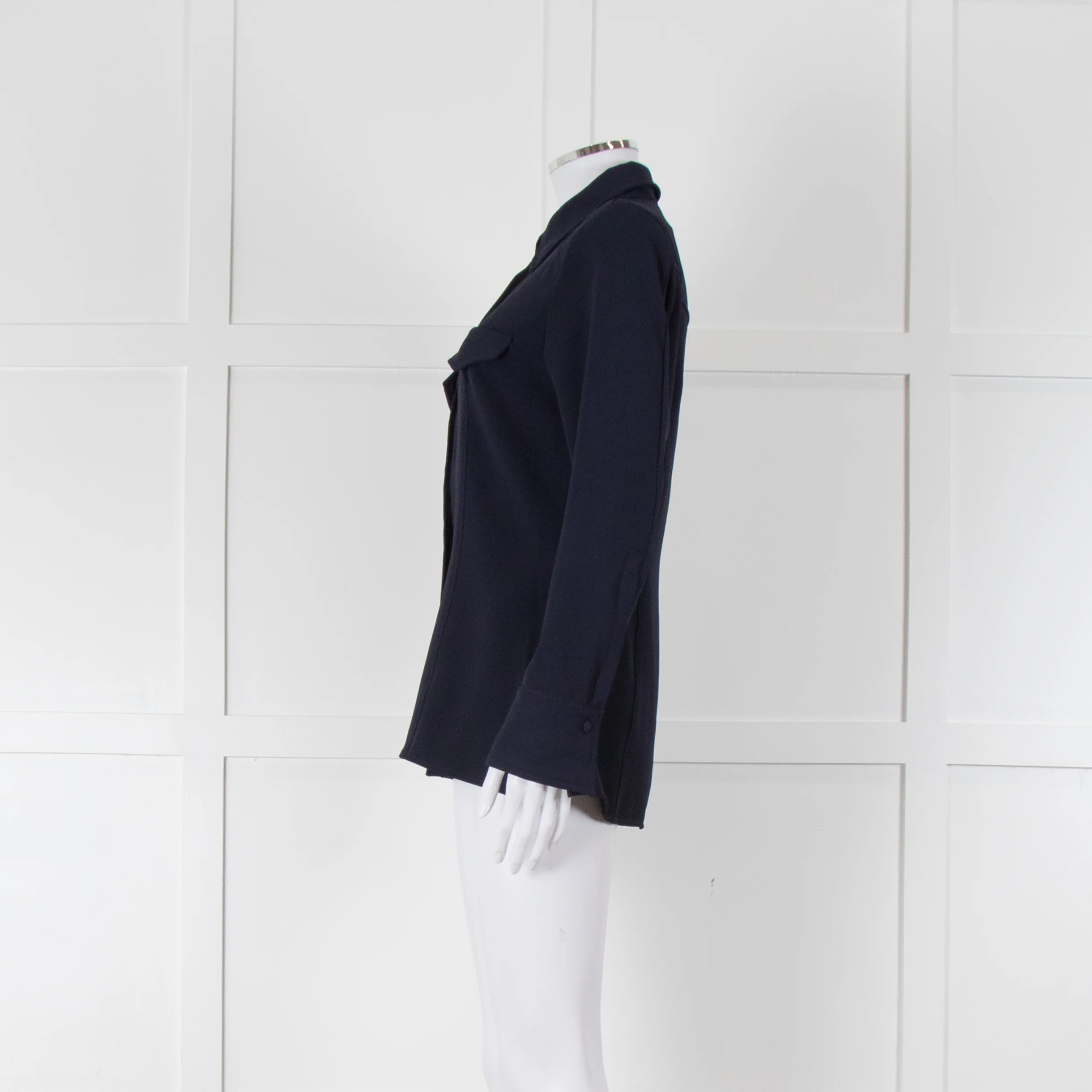 Marella Dark Blue Tailored Shirt with Chest Pocket - Image 7
