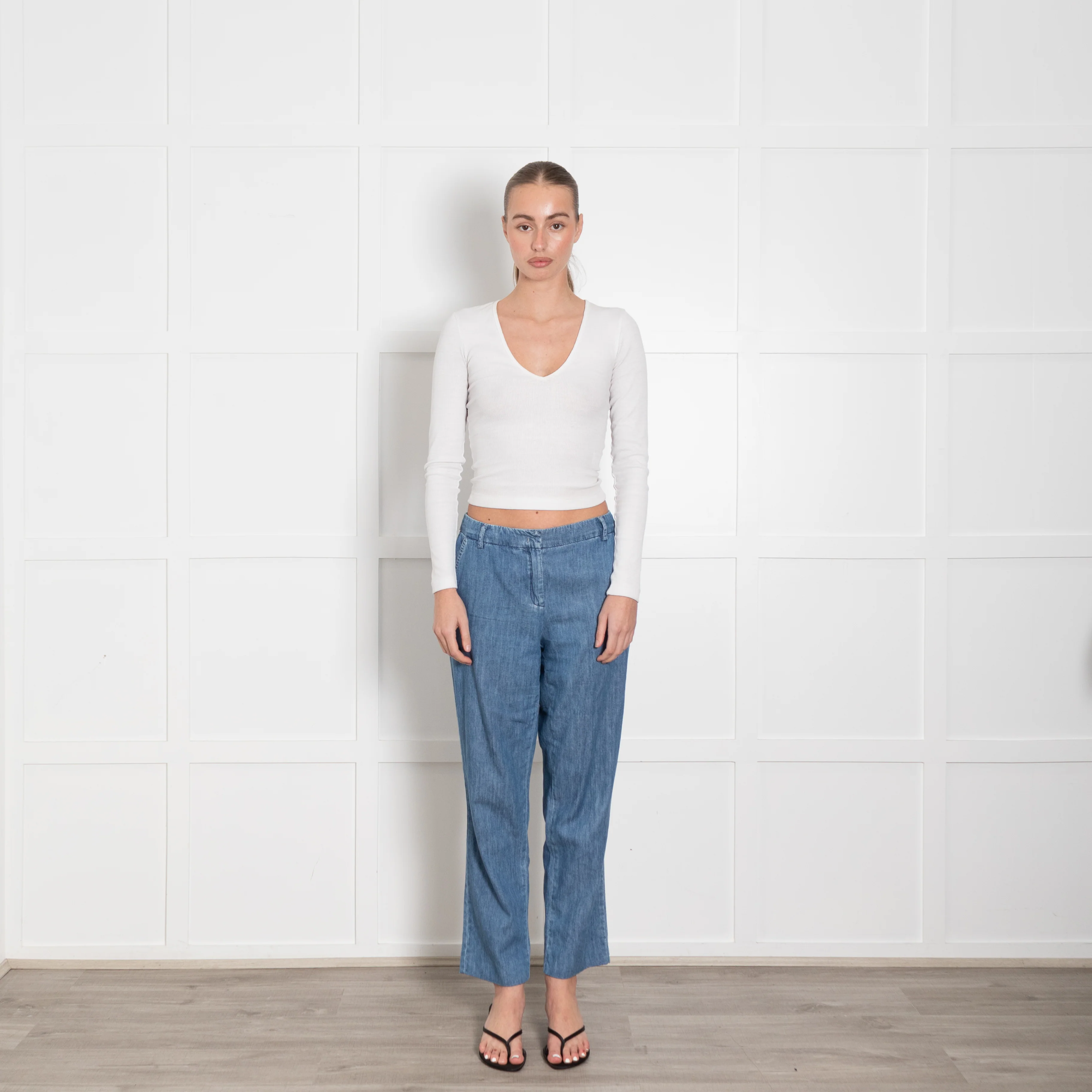 Marella Denim Blue Cotton Trousers
