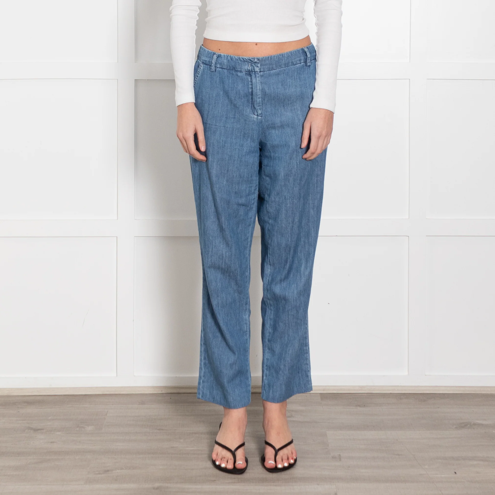 Marella Denim Blue Cotton Trousers - Image 2