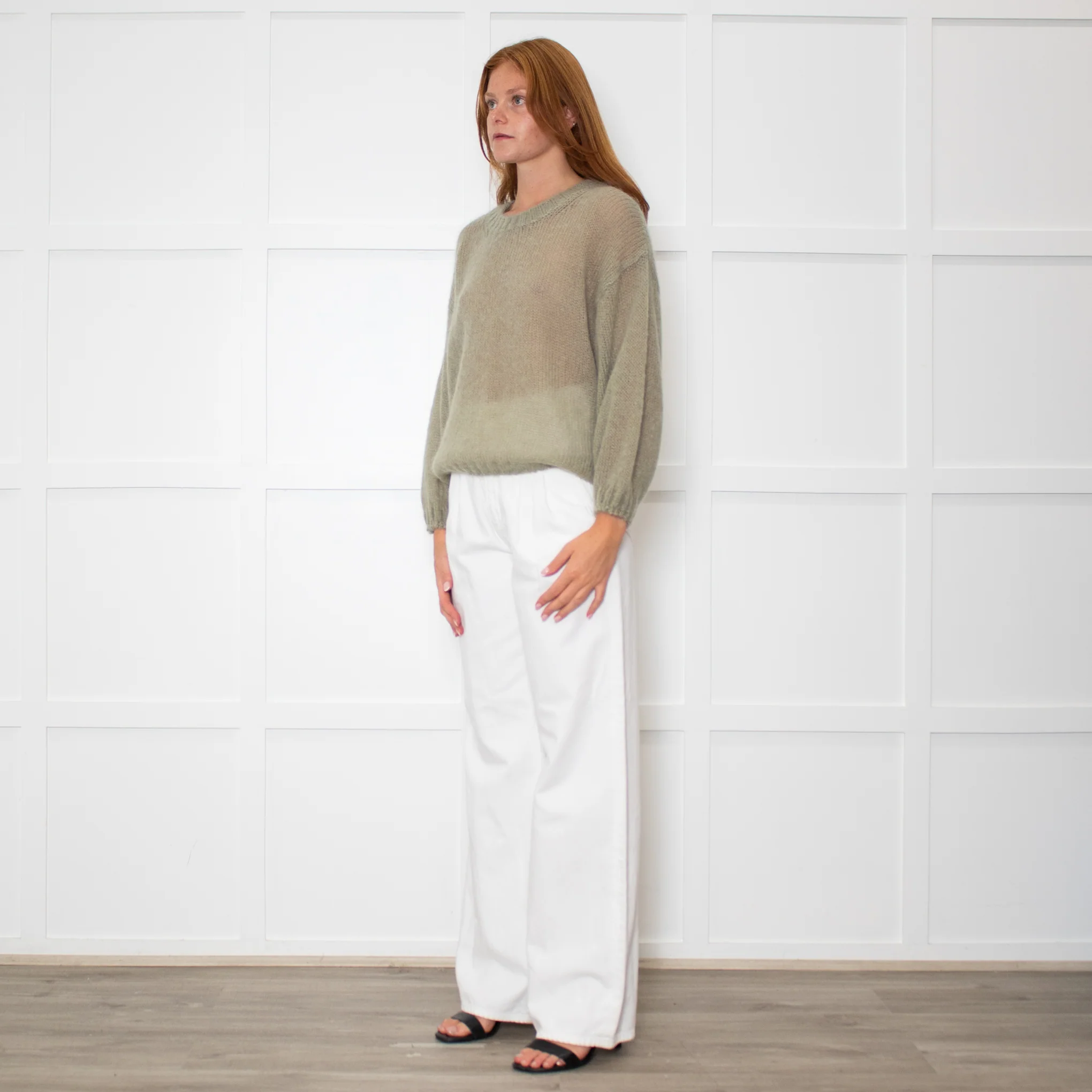 Marella Sage Green Mohair Roundneck Jumper - Image 3