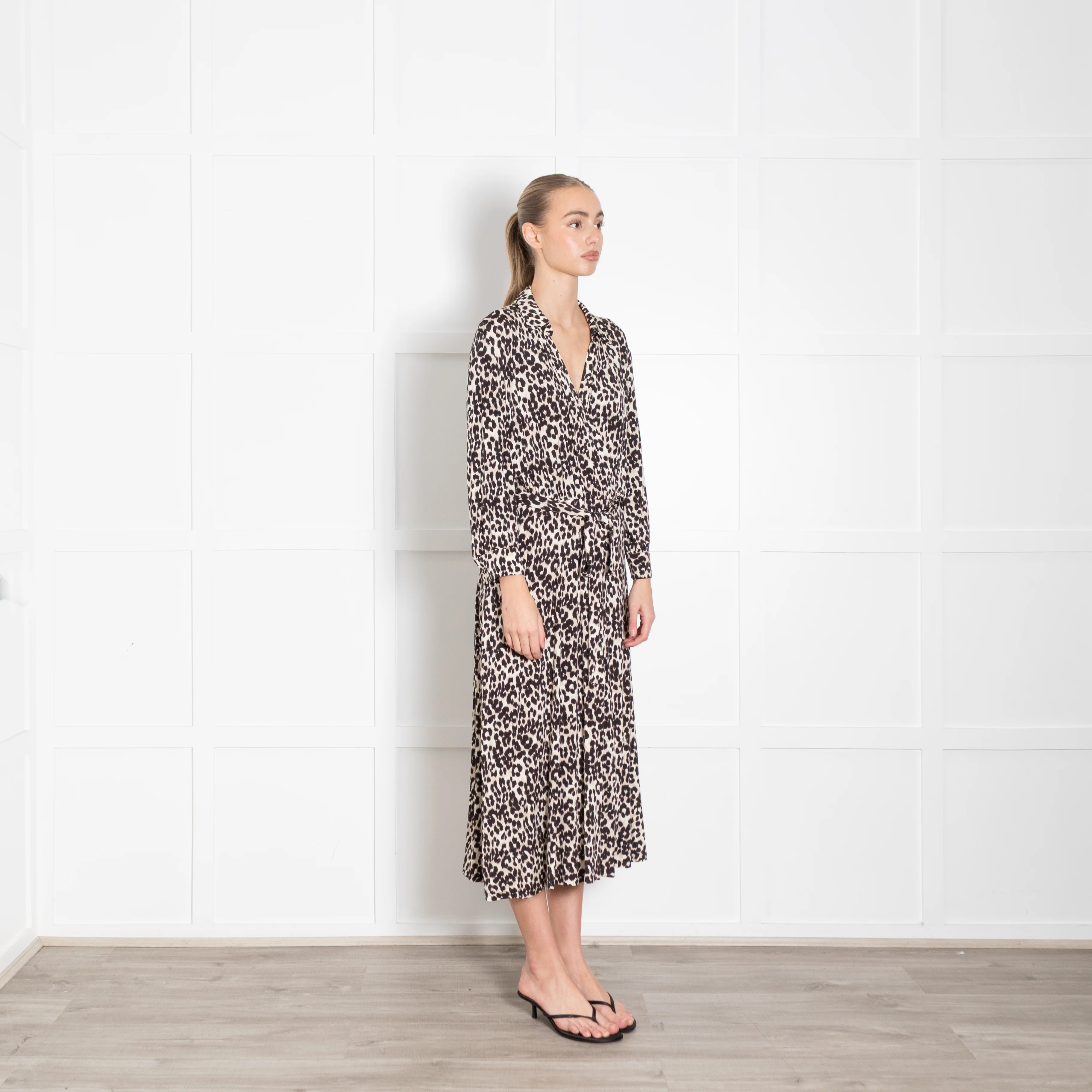 Marella Sport Black And Cream Animal Print Dress With Tie Belt - Image 7