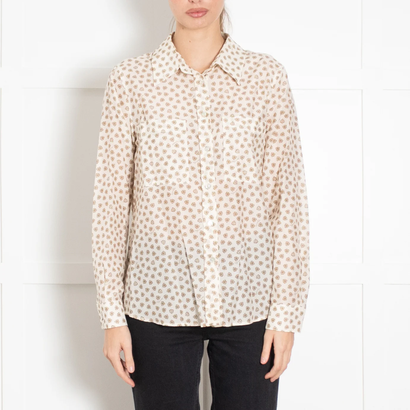 Marella Sport Cream and Beige Floral Patterned Shirt - Image 2