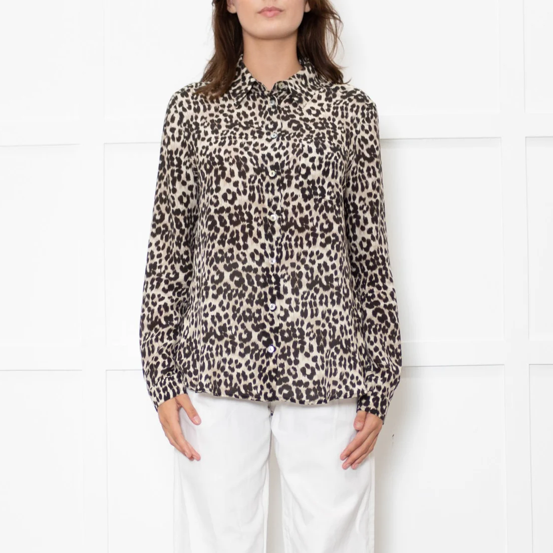 Marella Sport Silk Brown Animal Print Shirt - Image 2