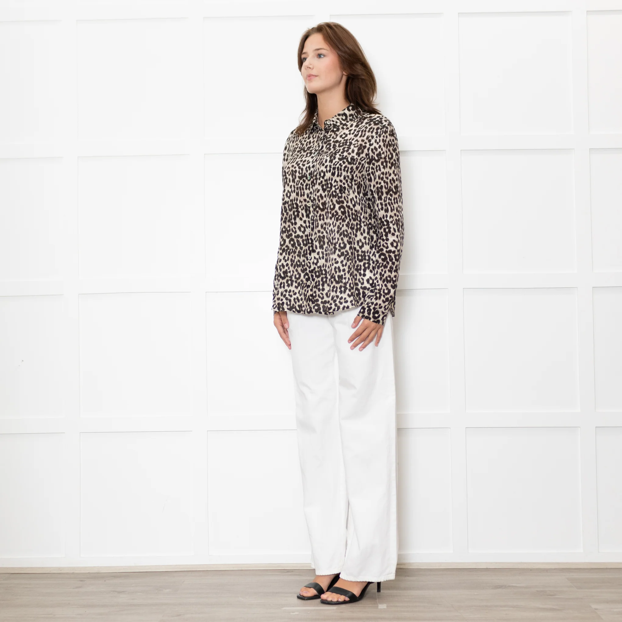 Marella Sport Silk Brown Animal Print Shirt - Image 3