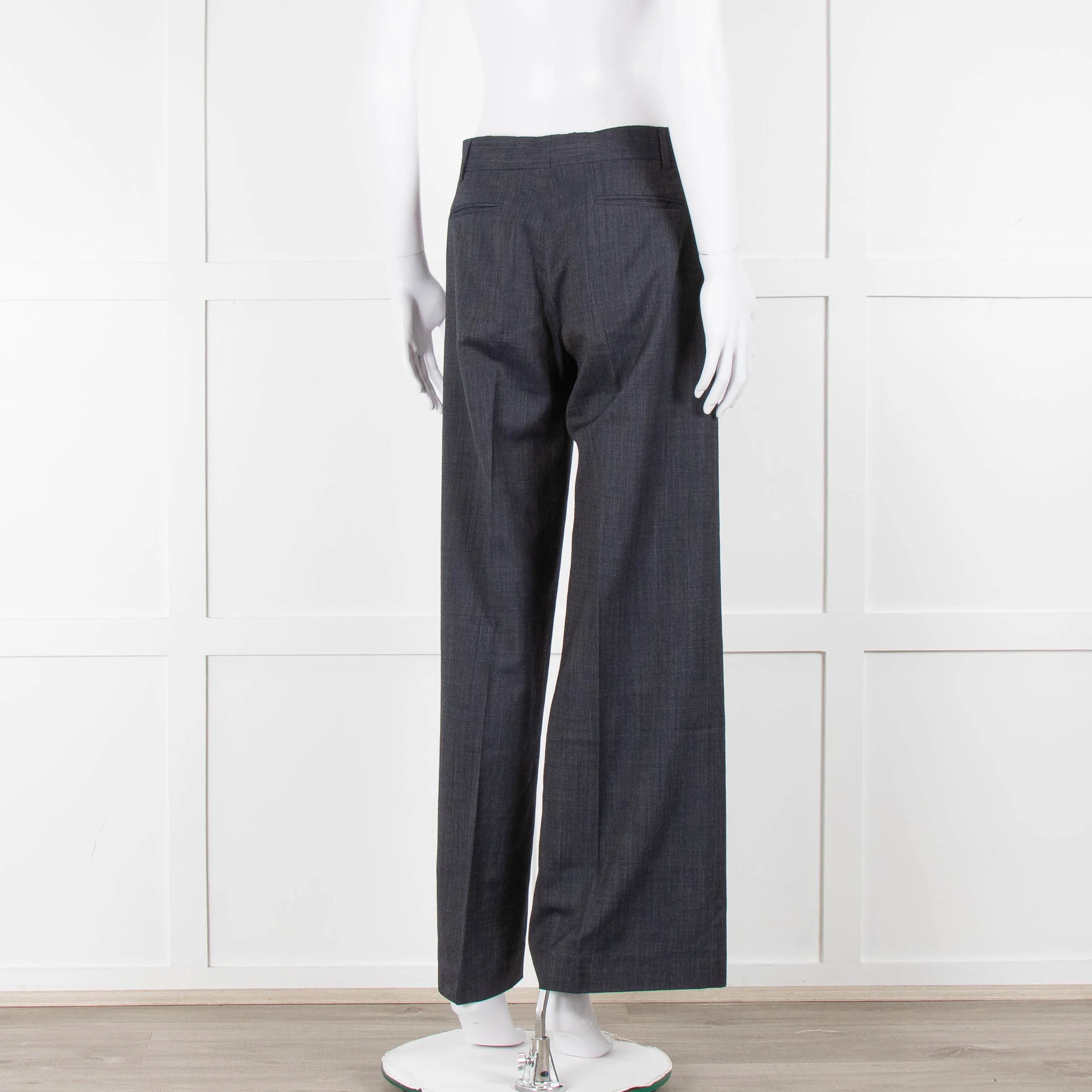 Margaret Howell Blue Wool Wide Leg Trousers - Image 4
