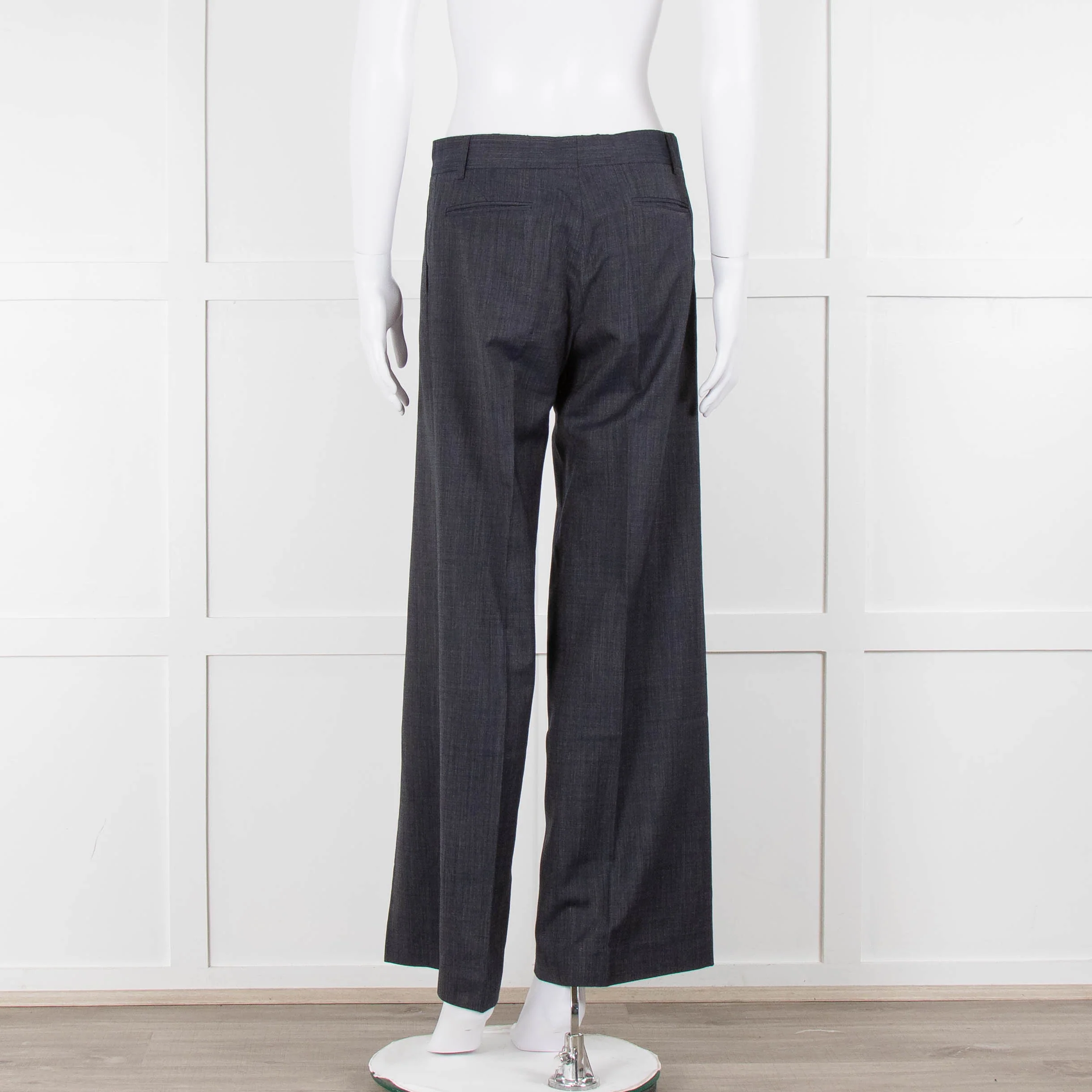 Margaret Howell Blue Wool Wide Leg Trousers - Image 5