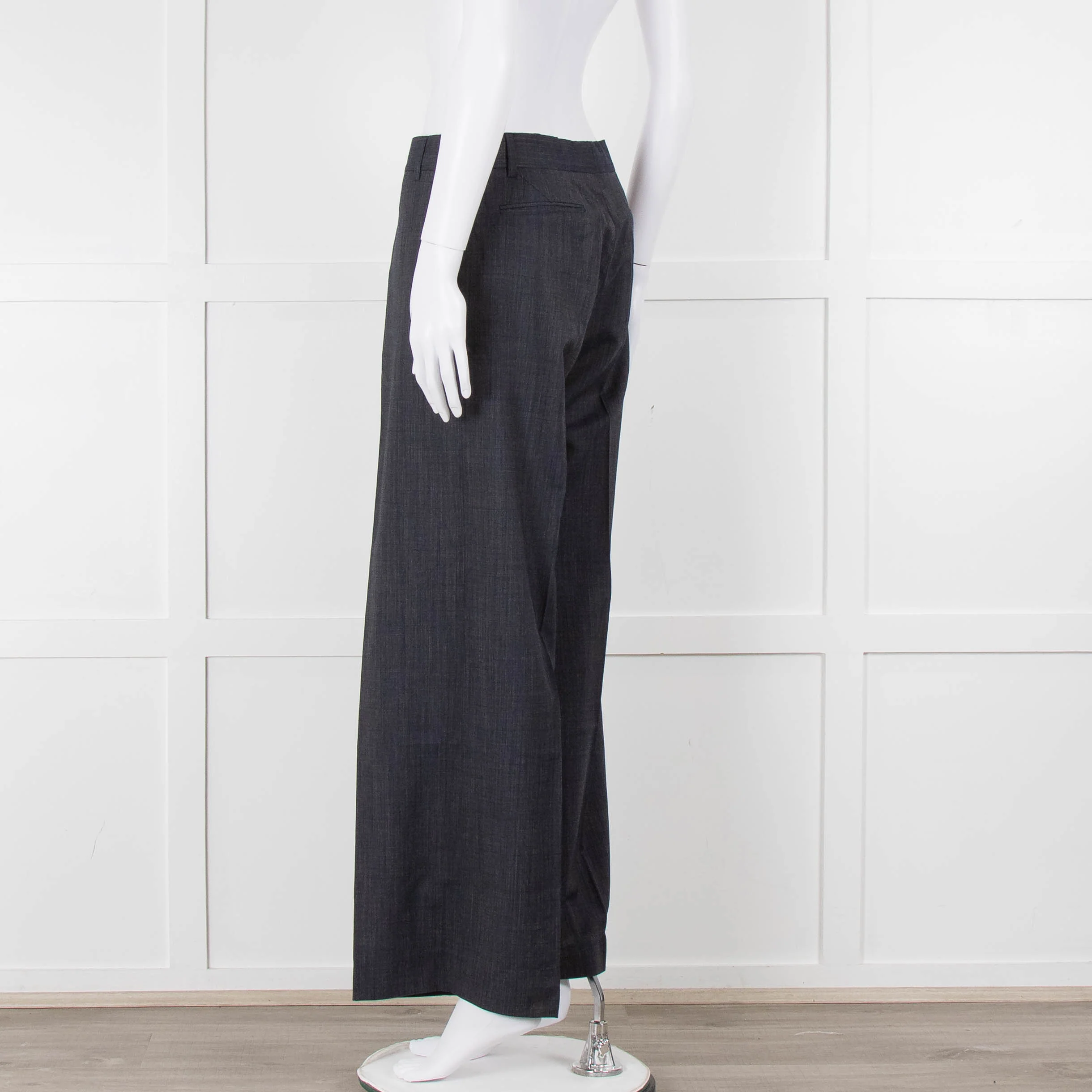 Margaret Howell Blue Wool Wide Leg Trousers - Image 6