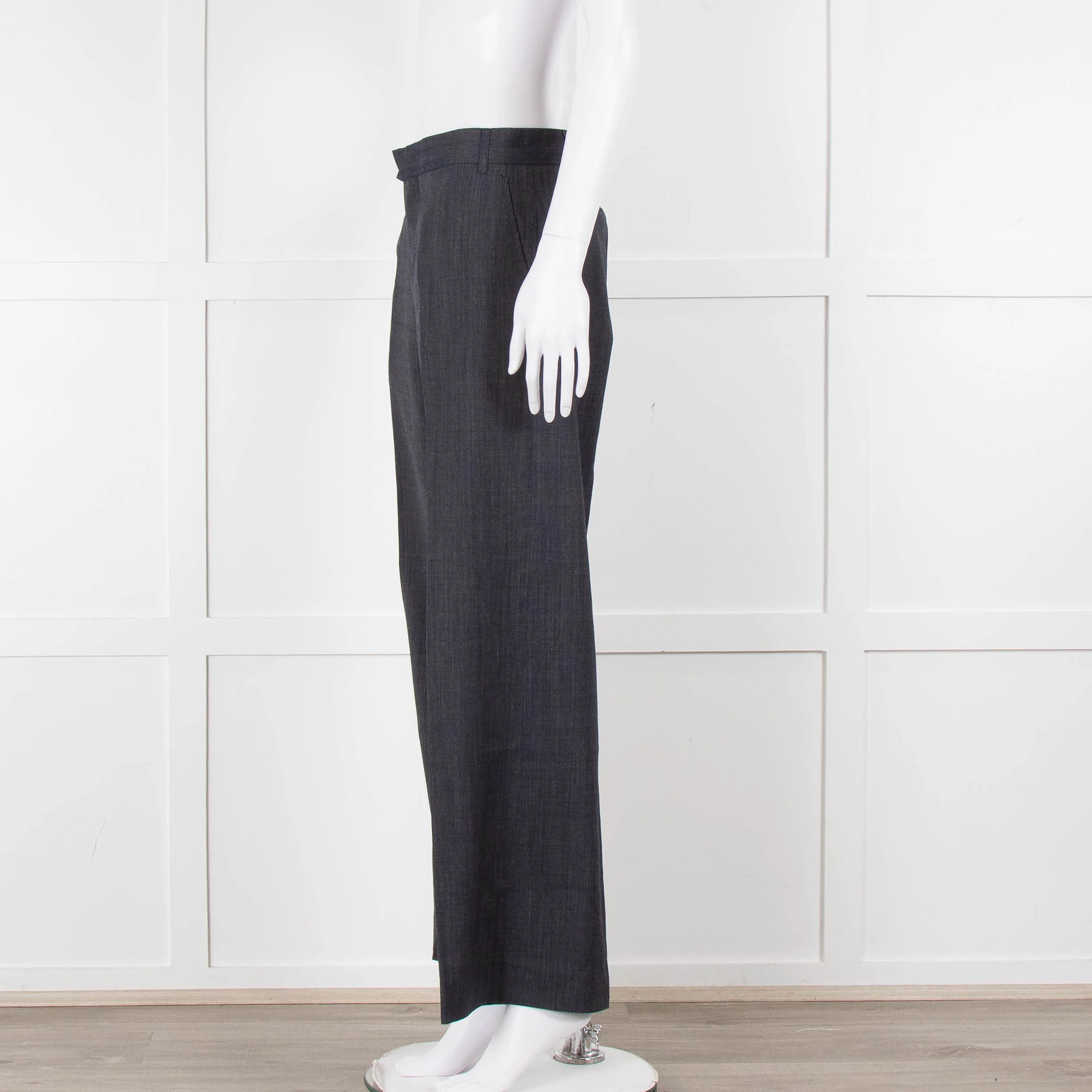 Margaret Howell Blue Wool Wide Leg Trousers - Image 7
