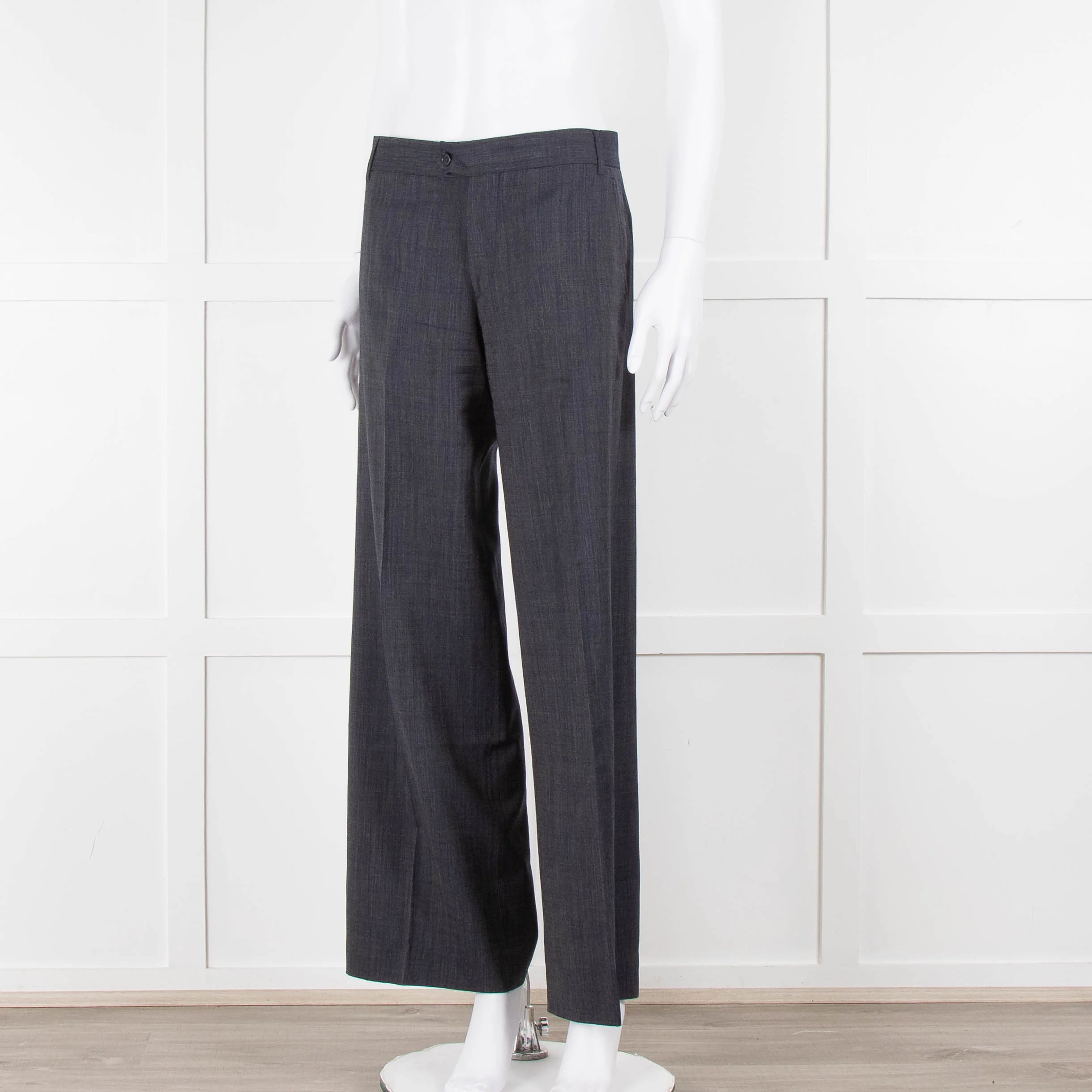 Margaret Howell Blue Wool Wide Leg Trousers - Image 8