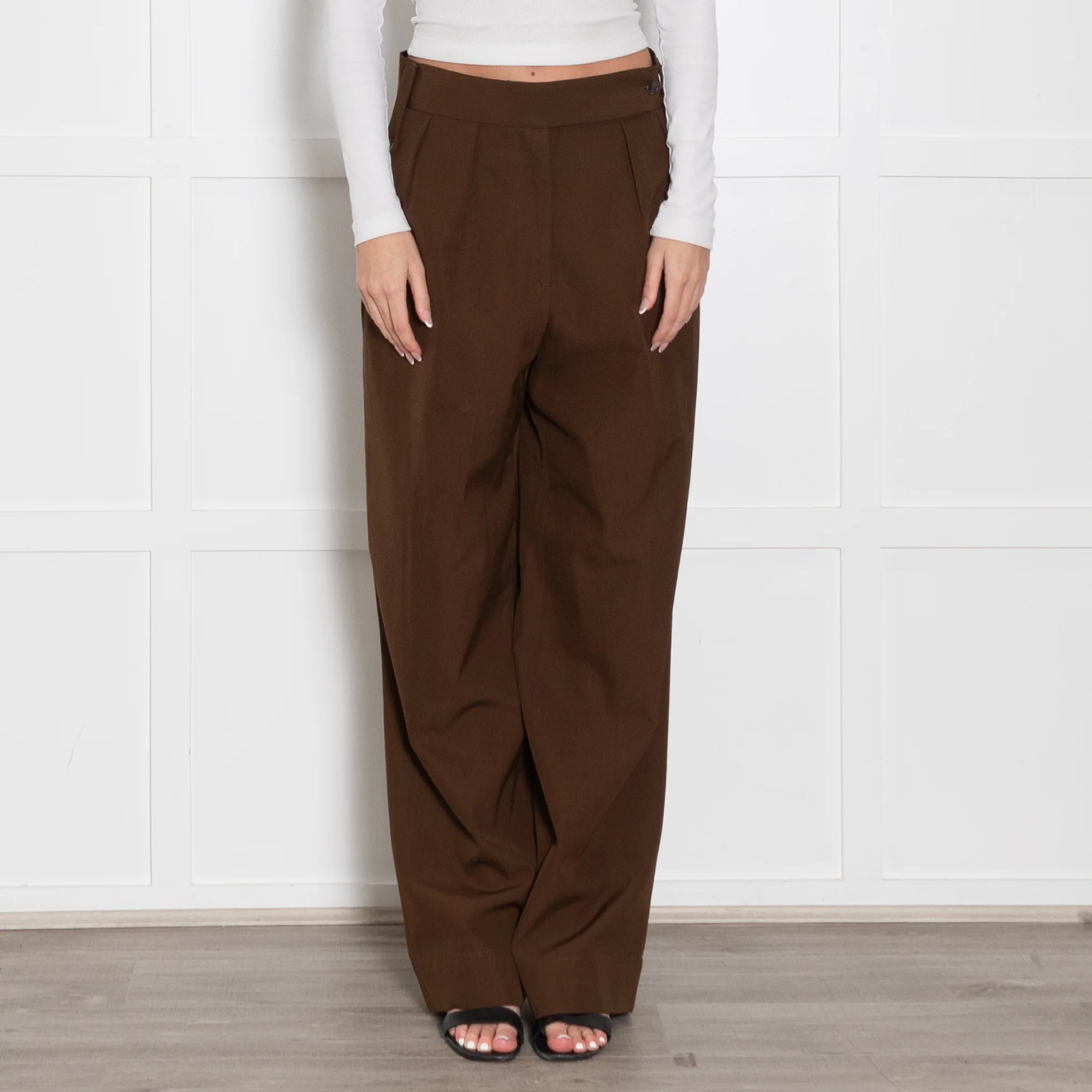 Margaret Howell Brown High Waisted Wide Leg Trousers - Image 2
