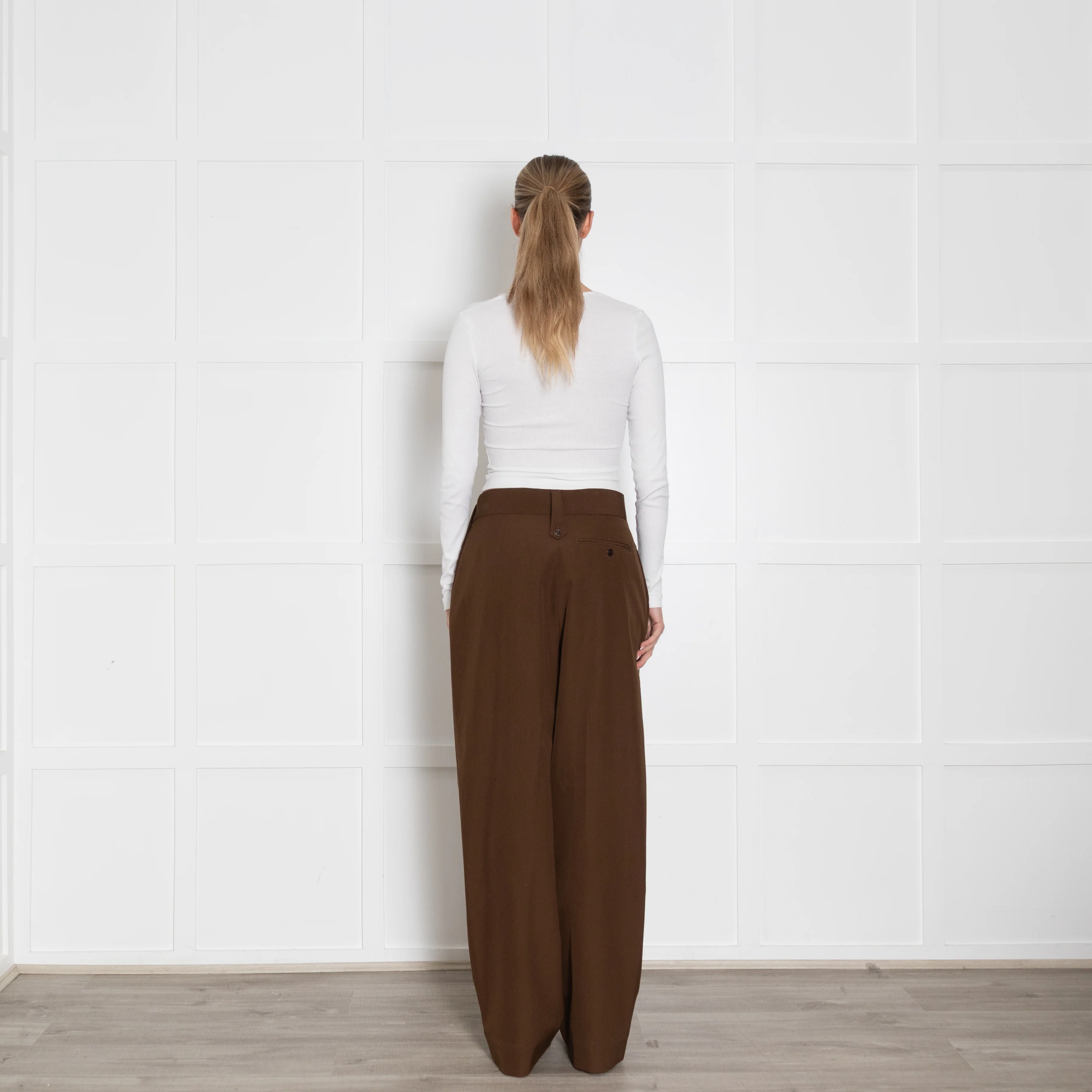 Margaret Howell Brown High Waisted Wide Leg Trousers - Image 5