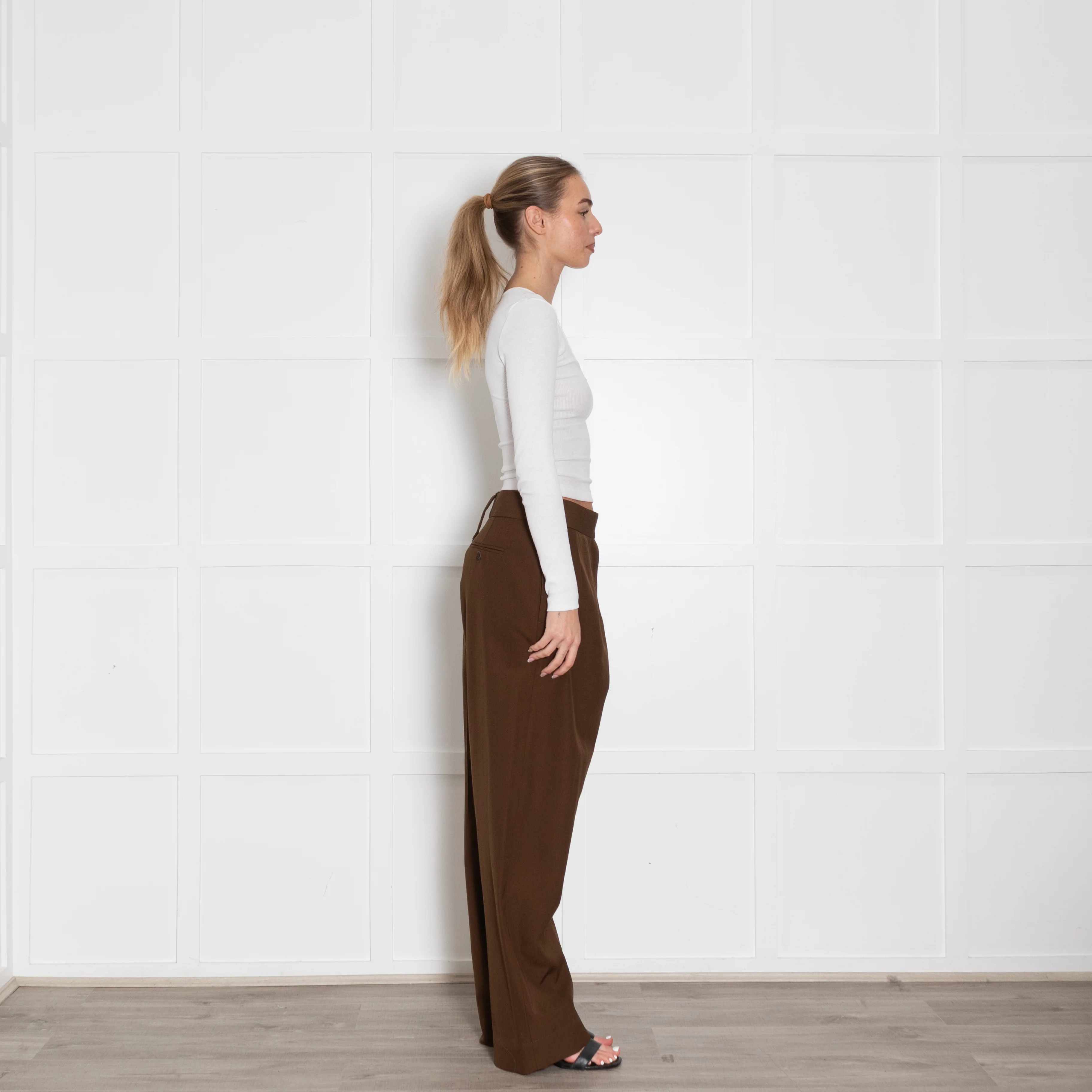 Margaret Howell Brown High Waisted Wide Leg Trousers - Image 6