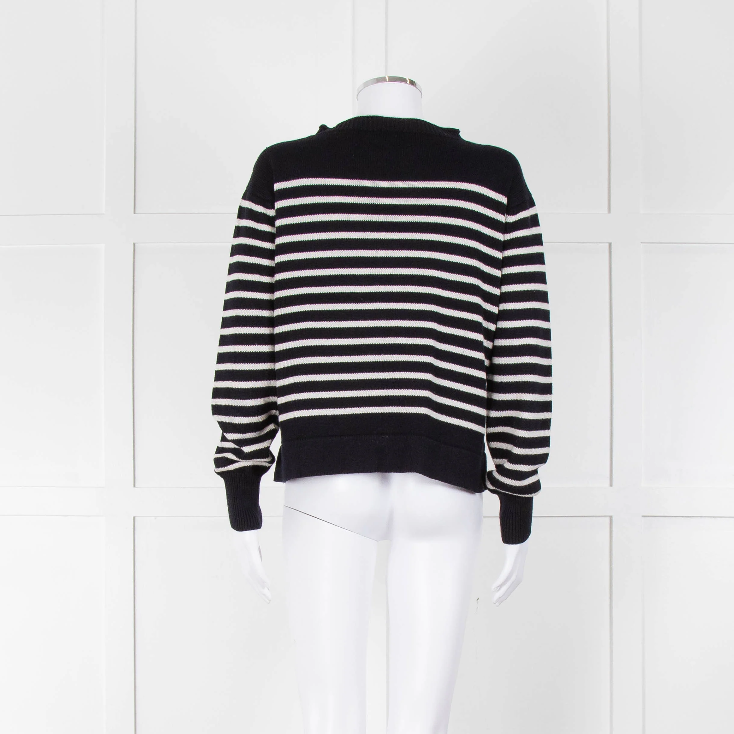 Margaret Howell Navy White Striped Cotton Blend Sweater - Image 5