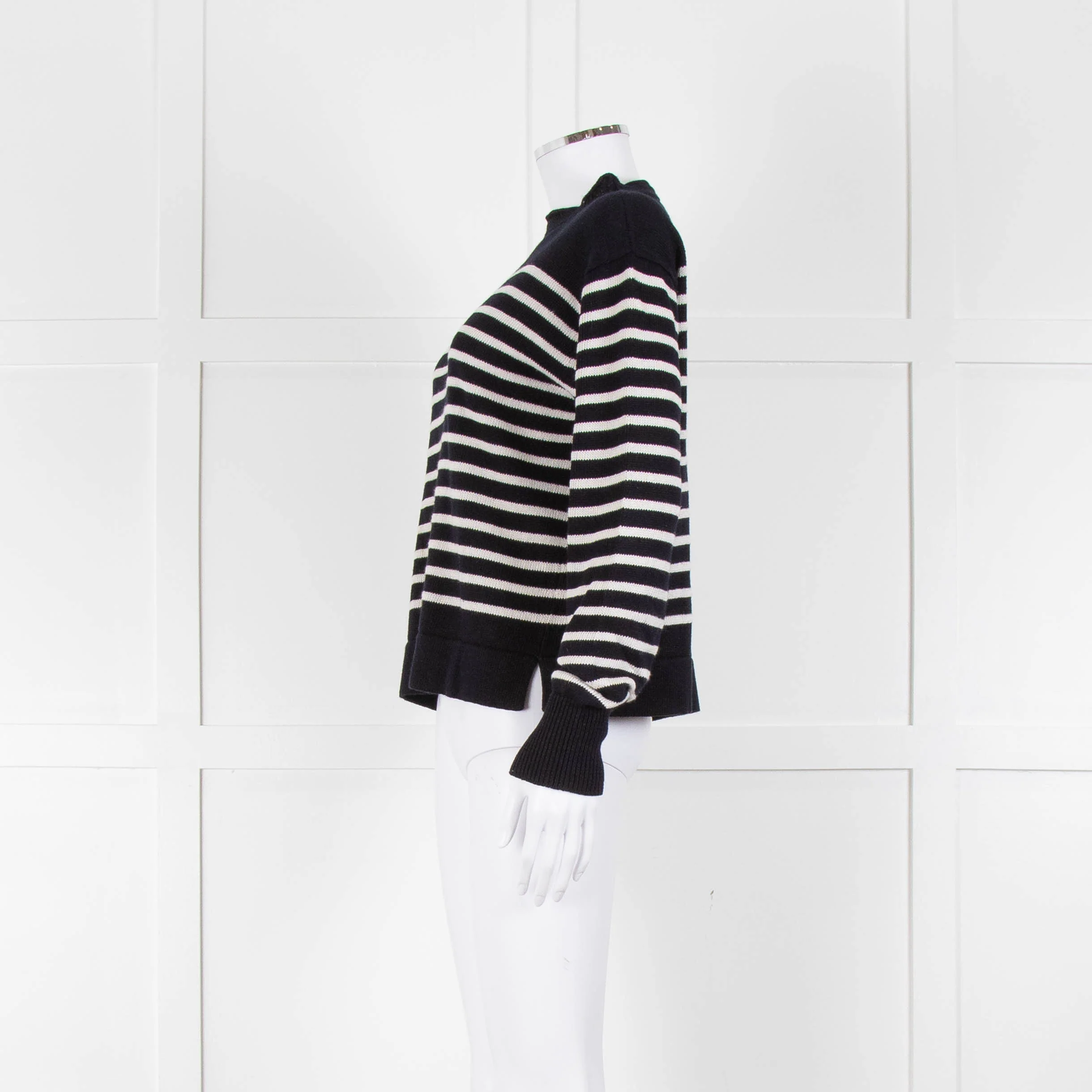 Margaret Howell Navy White Striped Cotton Blend Sweater - Image 7