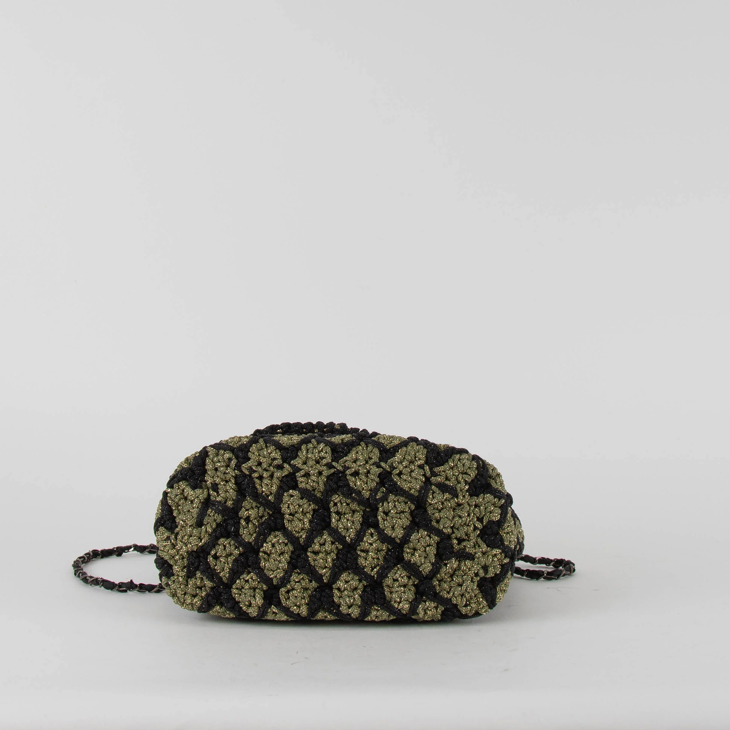 Maria La Rosa Black Khaki Crochet Crossbody Bag - Image 6