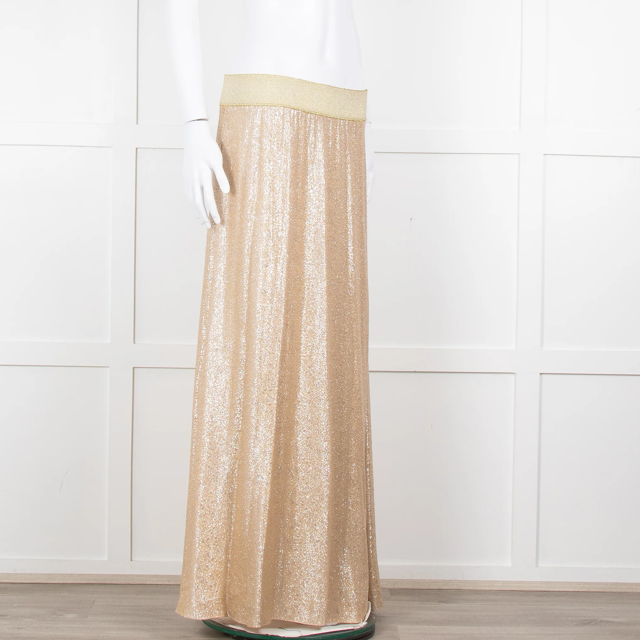 Marie France Van Damme Gold Silk Chiffon Maxi Skirt - Image 2