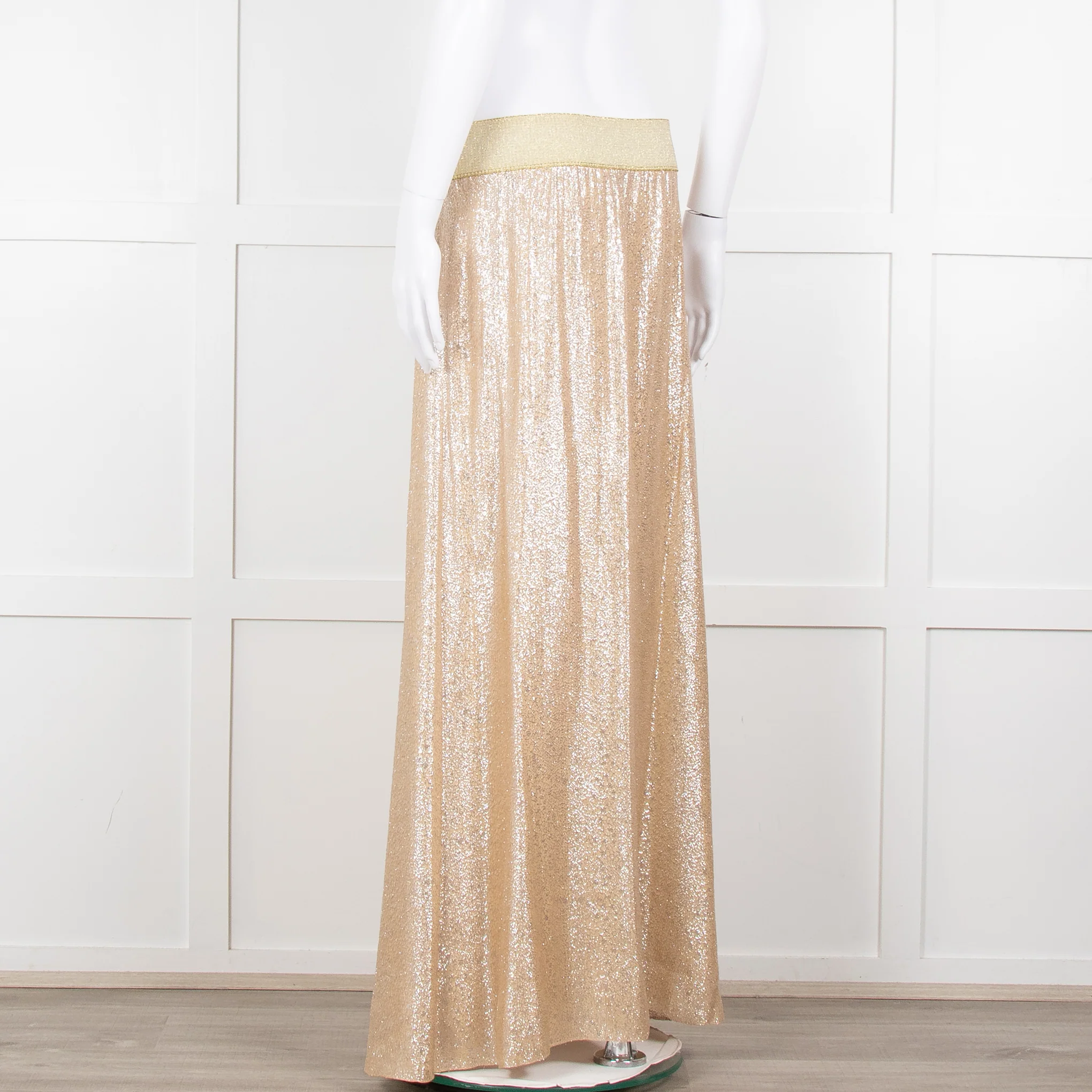 Marie France Van Damme Gold Silk Chiffon Maxi Skirt - Image 6