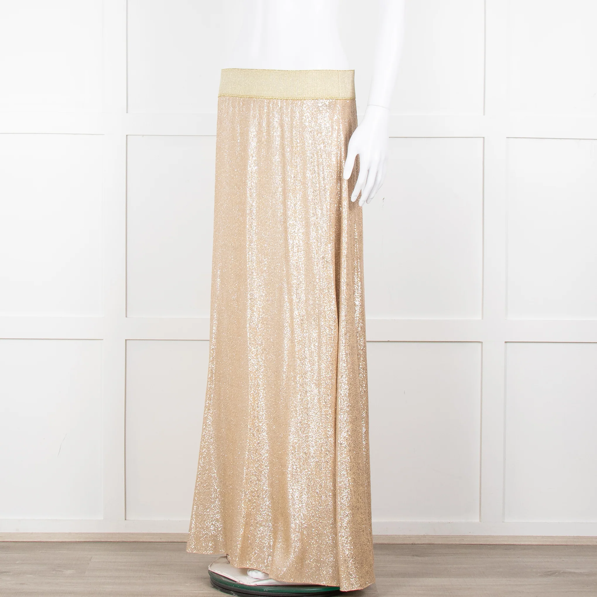 Marie France Van Damme Gold Silk Chiffon Maxi Skirt - Image 8