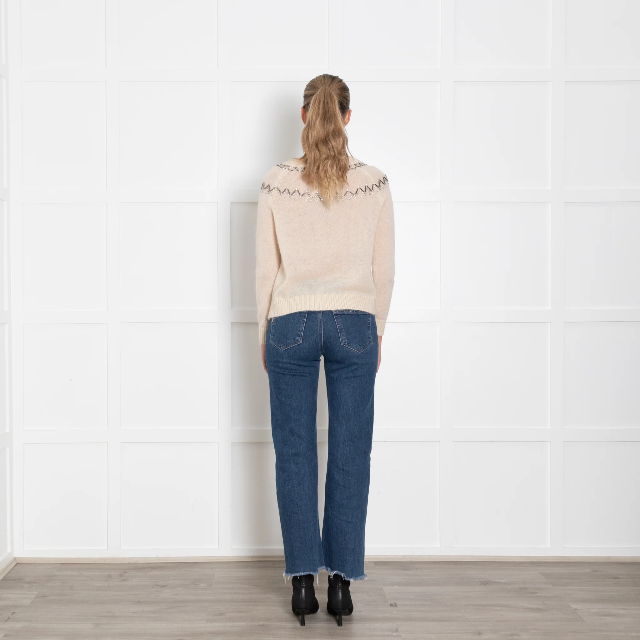Marie Sixtine Cream Mohair Sweater With Silver And Diamante Yoke - Image 5