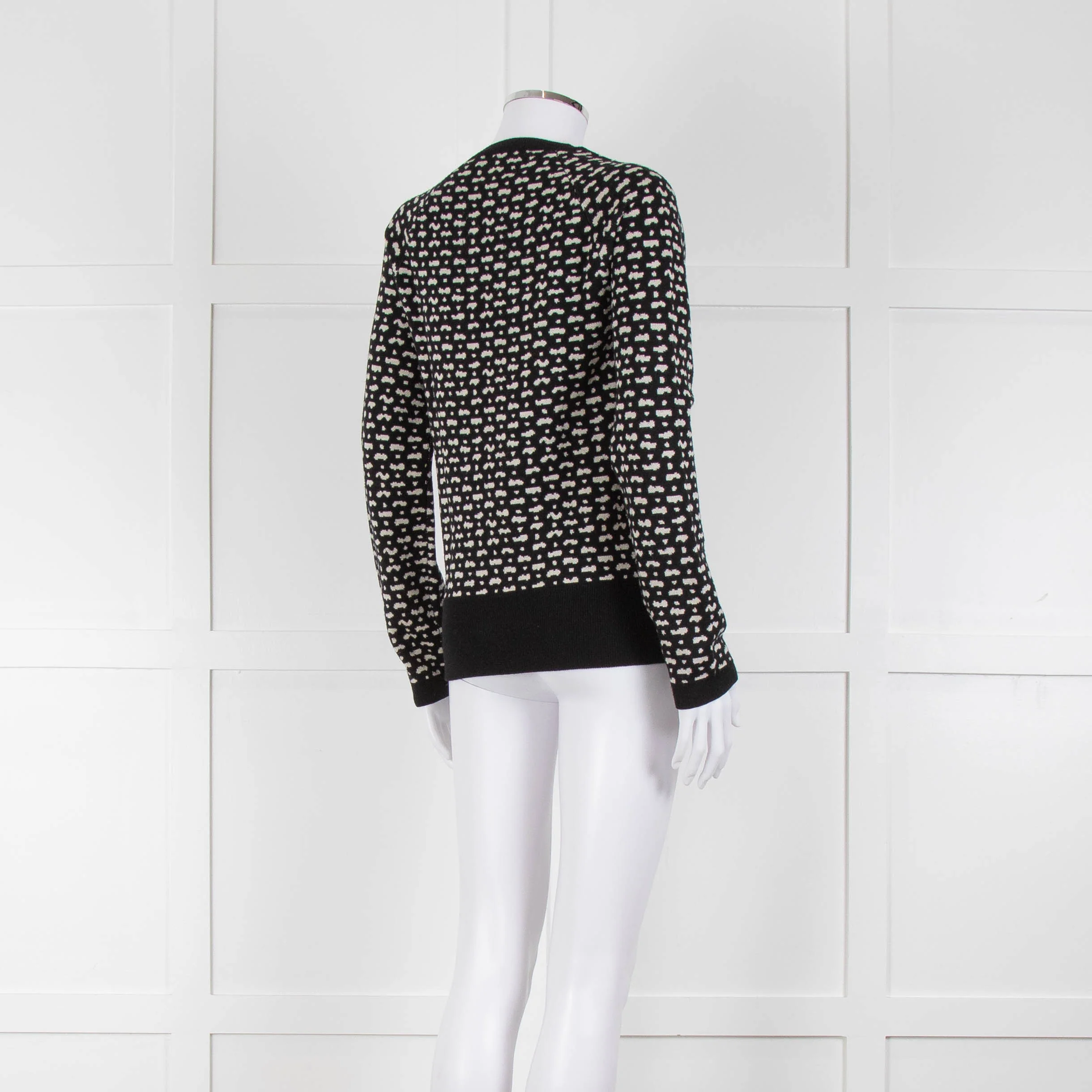 Markus Lupfer Black Navy Geometric Print Merino Wool Sweater - Image 4