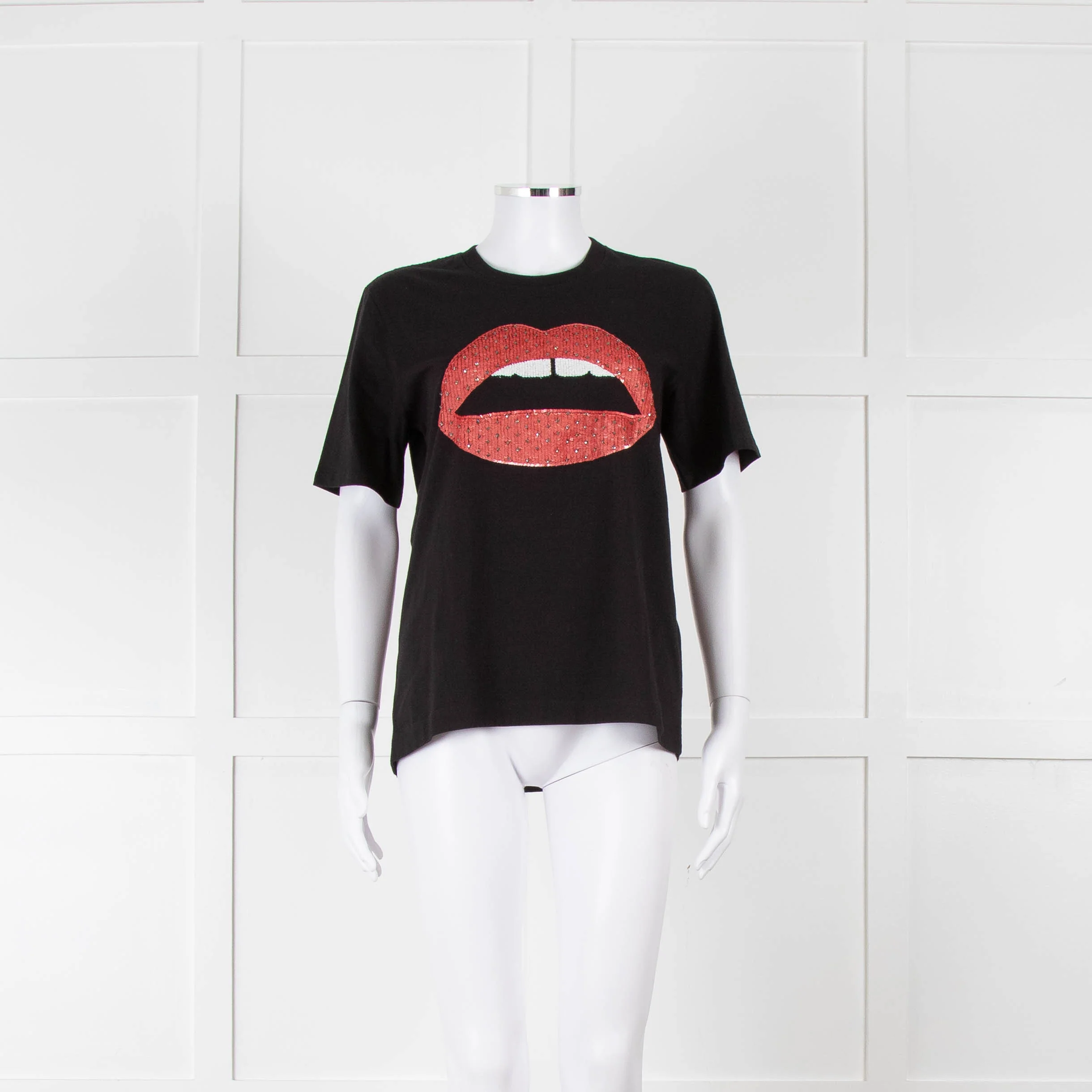 Markus Lupfer Navy Diamante Lips T Shirt