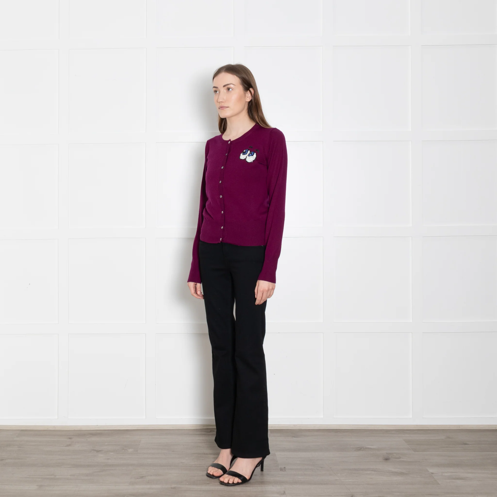 Markus Lupfer Purple Embellished Merino Wool Cardigan - Image 3
