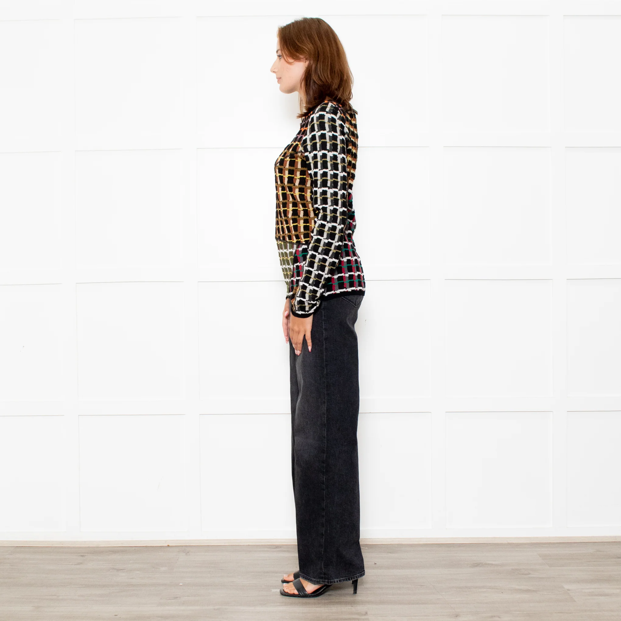 Marni Black Brown Pattern Long Sleeve Knitted Top - Image 4