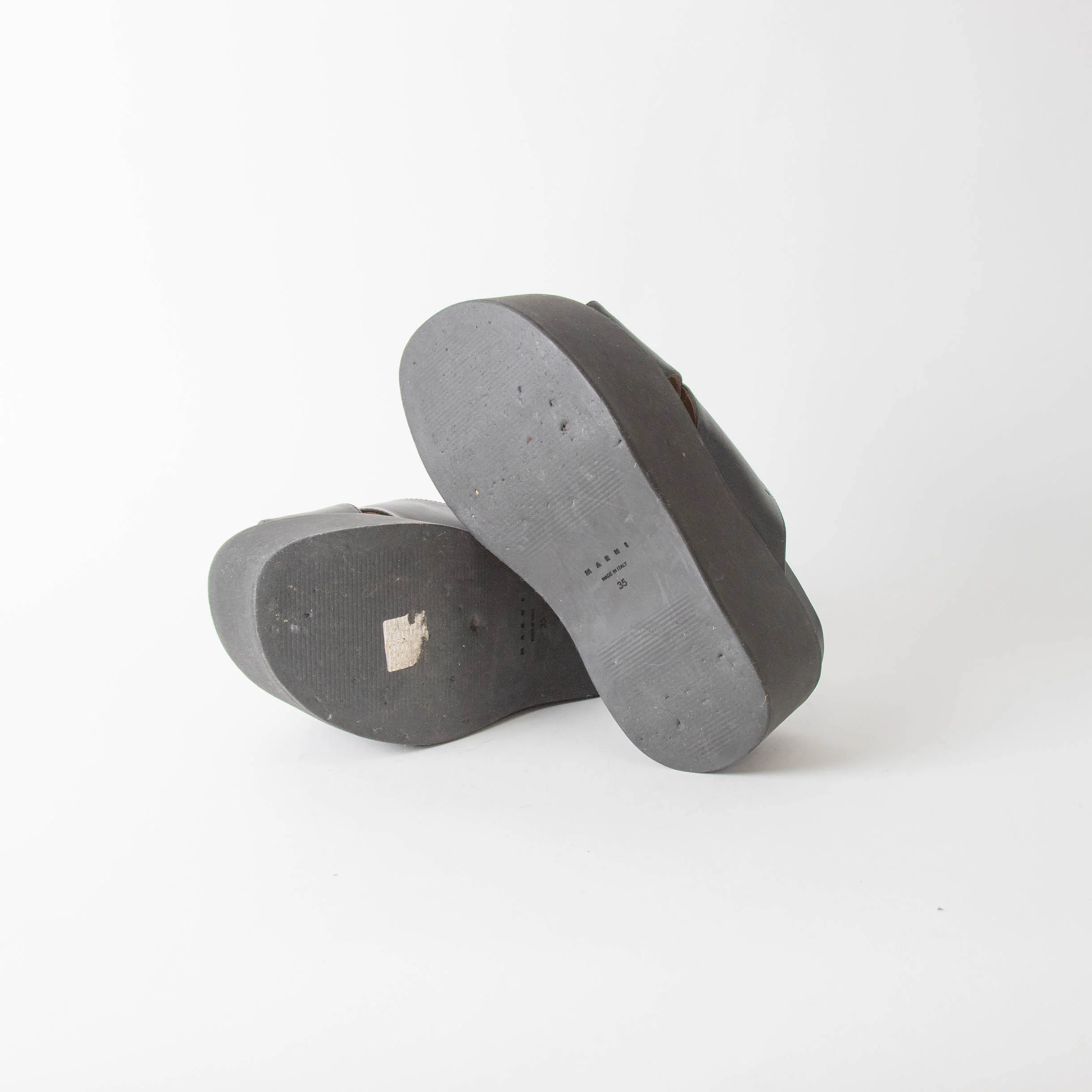 Marni Black Leather Cross Front Mules - Image 10