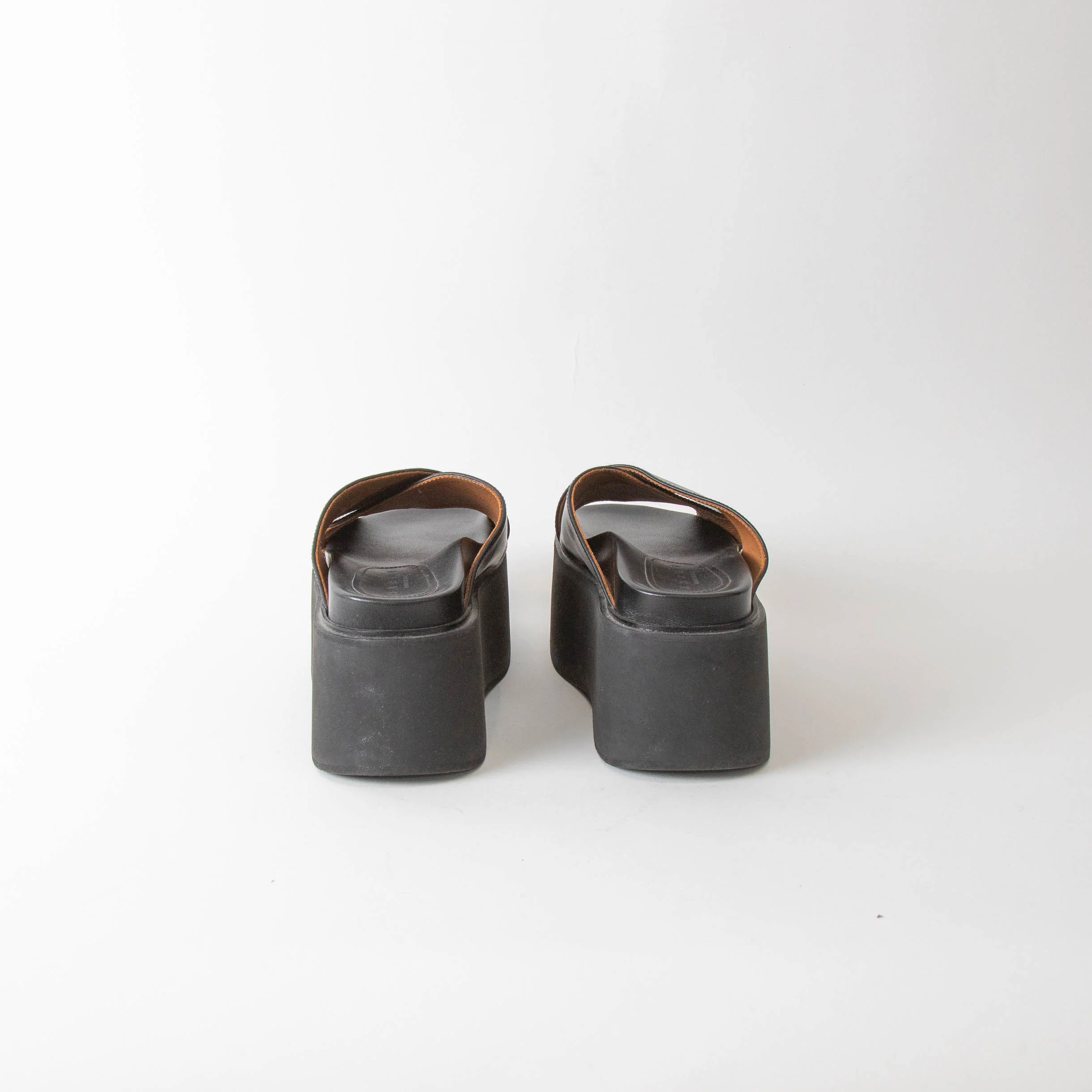Marni Black Leather Cross Front Mules - Image 4