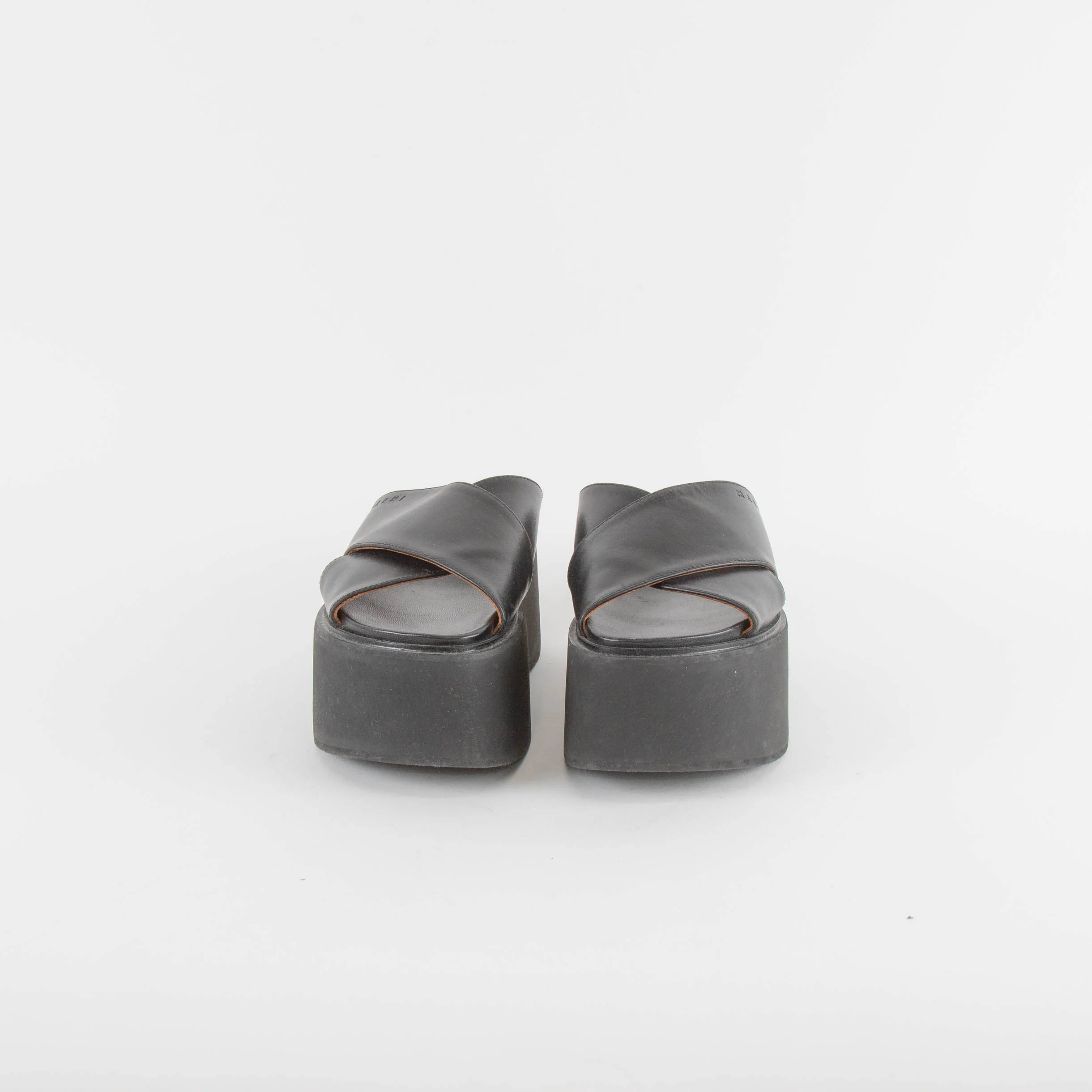 Marni Black Leather Cross Front Mules - Image 6