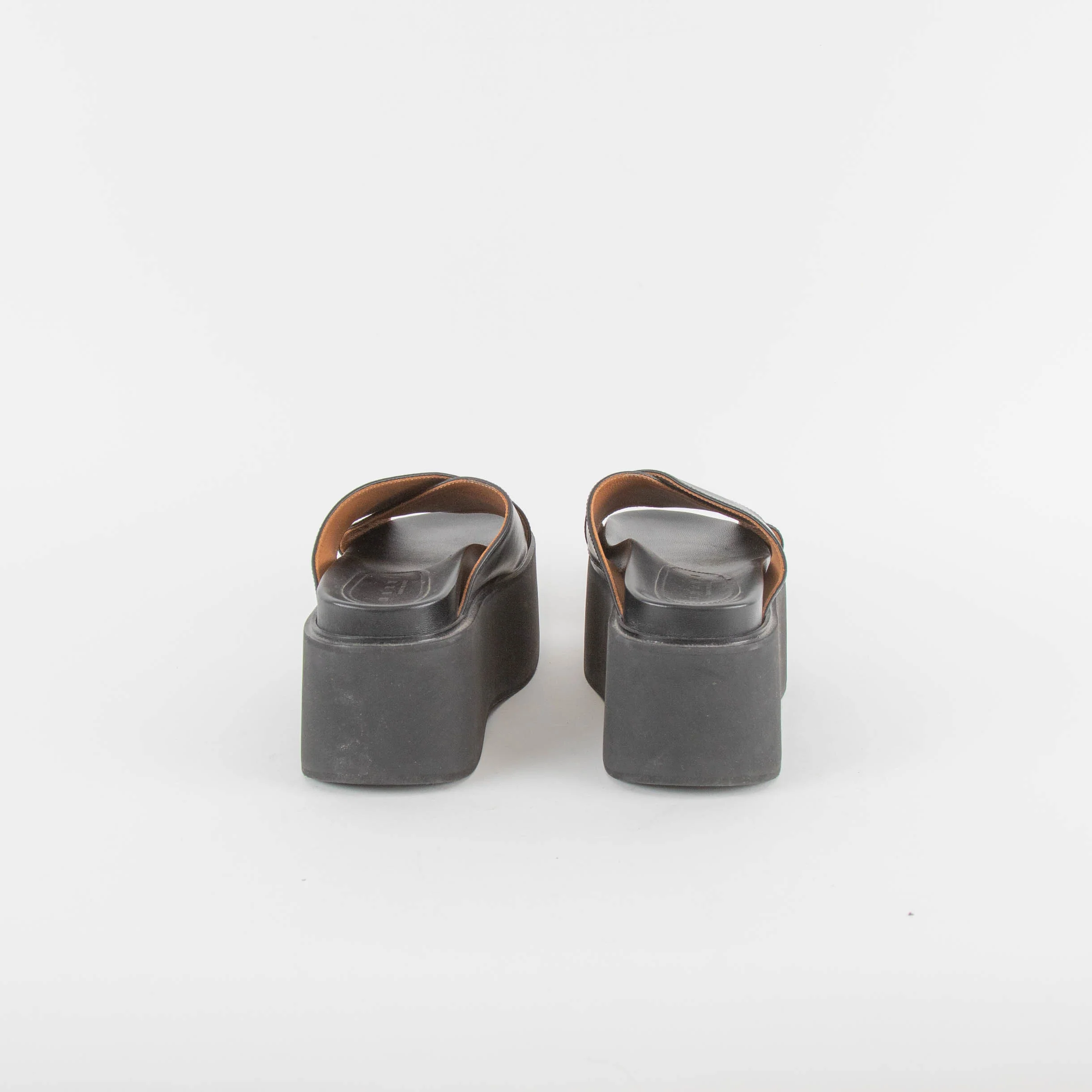 Marni Black Leather Cross Front Mules - Image 8