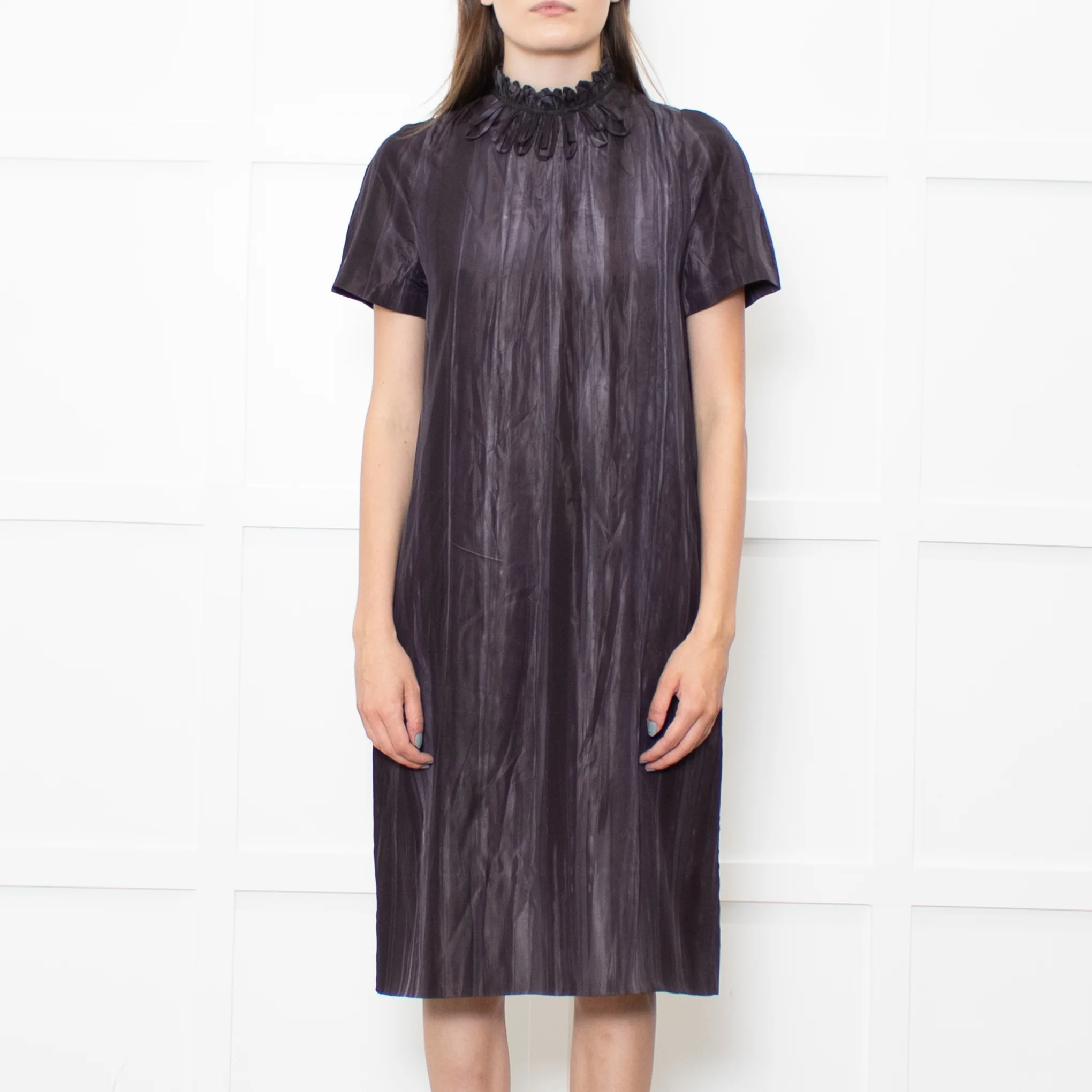 Marni Dark Grey Tie Dye Style Print Loop Neck Line Dress - Image 2