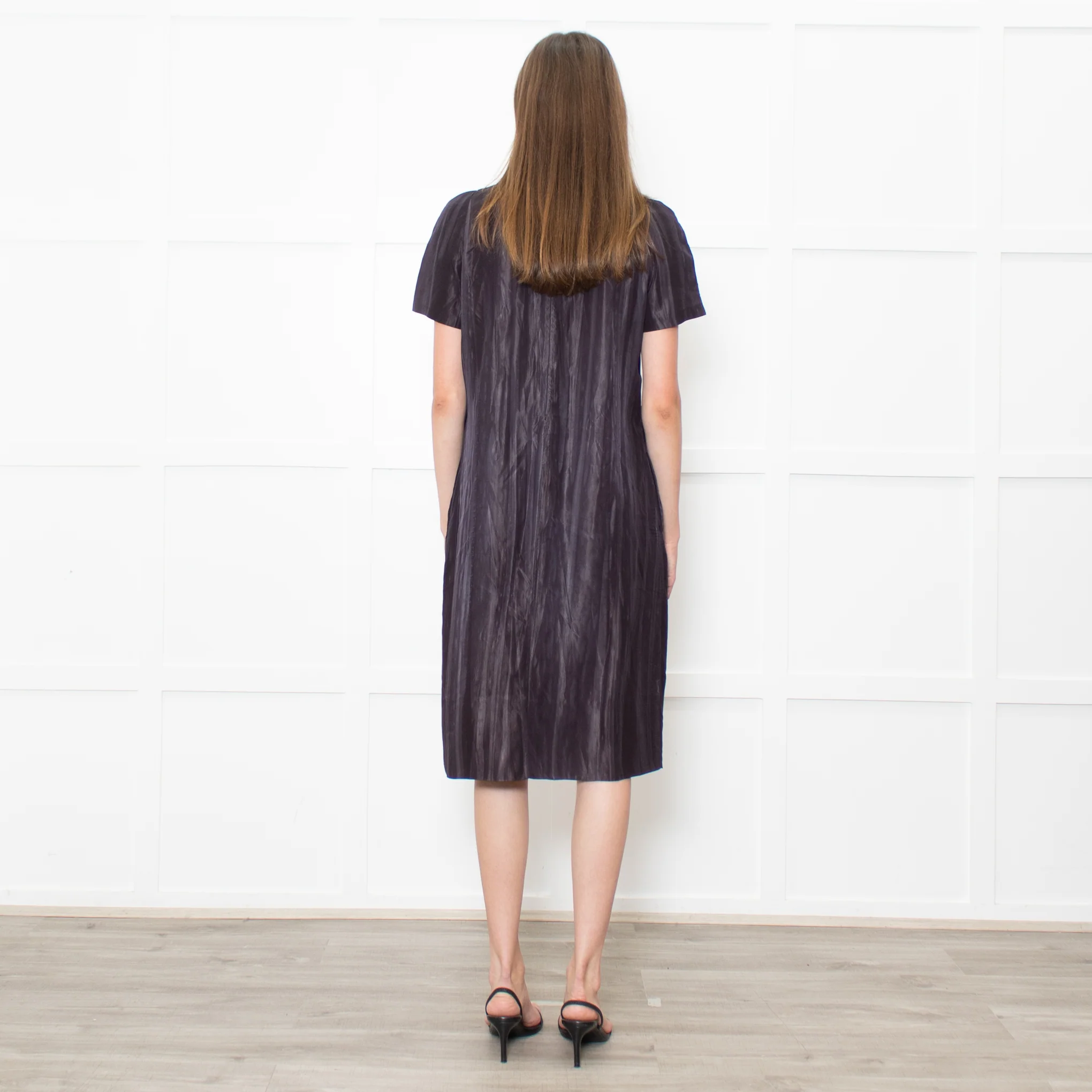 Marni Dark Grey Tie Dye Style Print Loop Neck Line Dress - Image 5