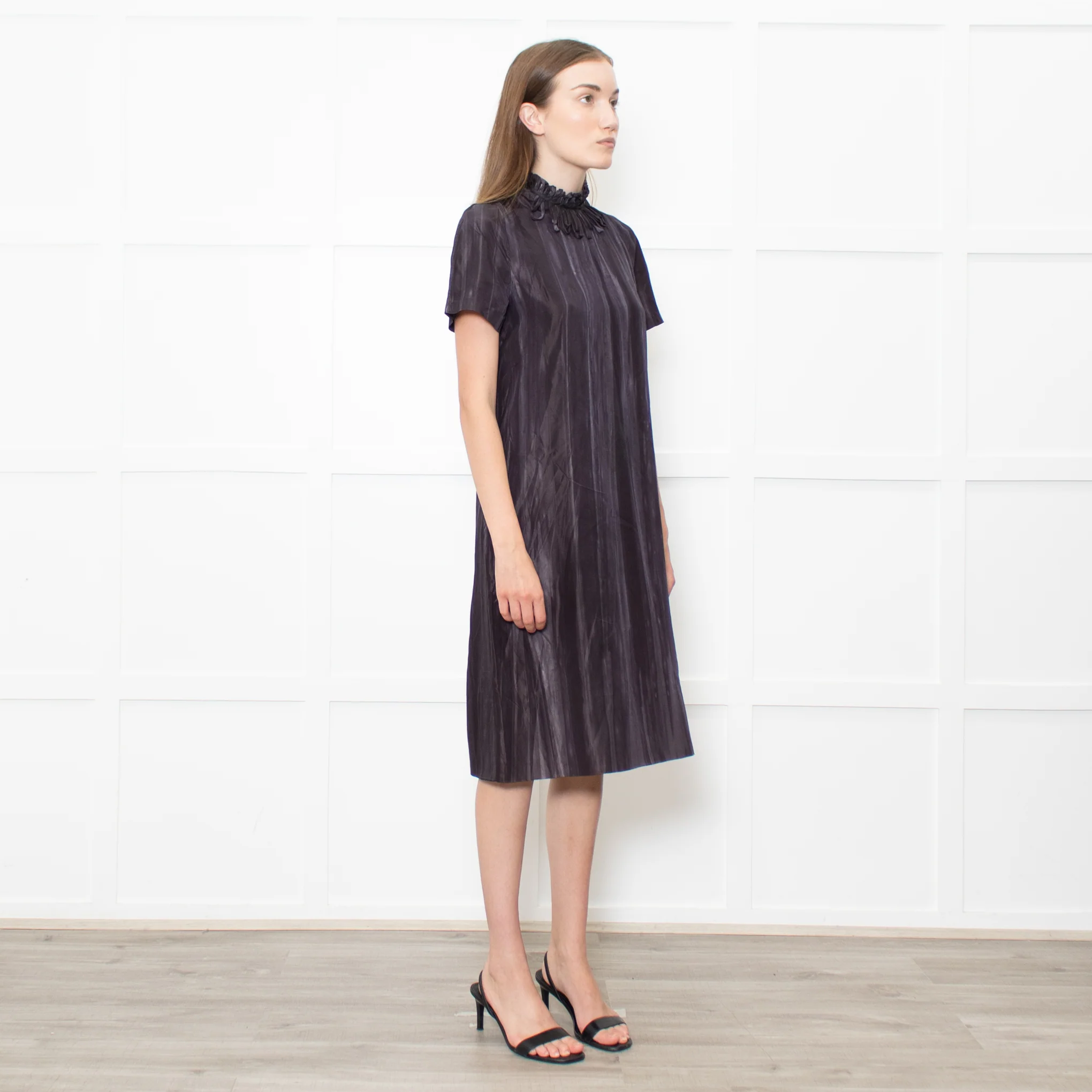 Marni Dark Grey Tie Dye Style Print Loop Neck Line Dress - Image 7