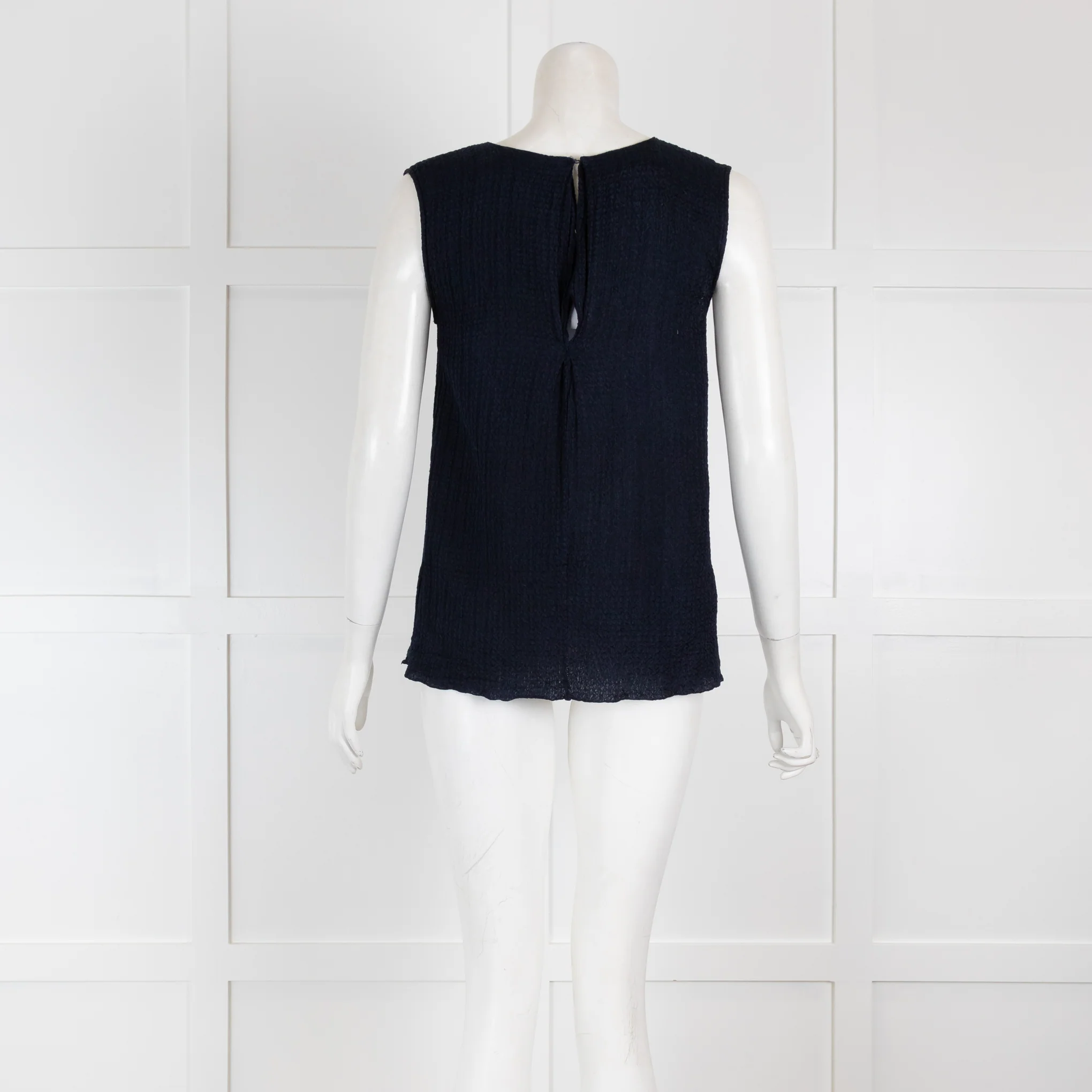 Marni Navy Crinkle Sleeveless Top - Image 3