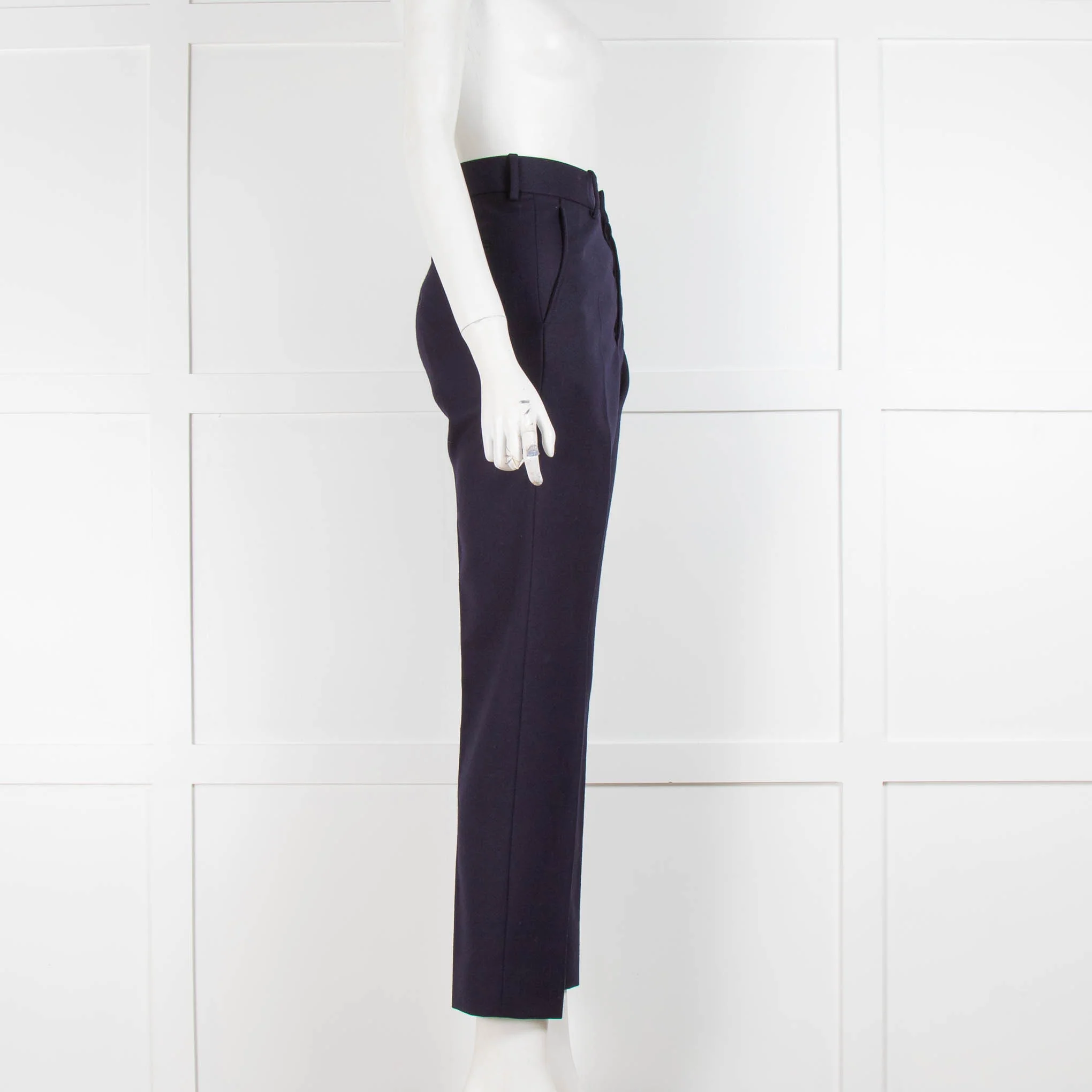 Marni Navy Wool Straight Leg Trousers - Image 2
