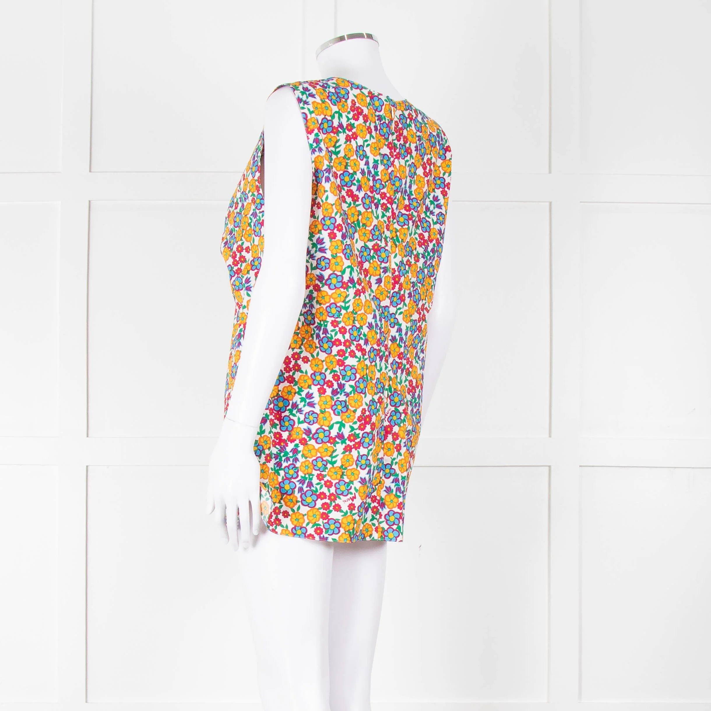 Marni White Orange Blue Flower Print Sleeveless Top - Image 6