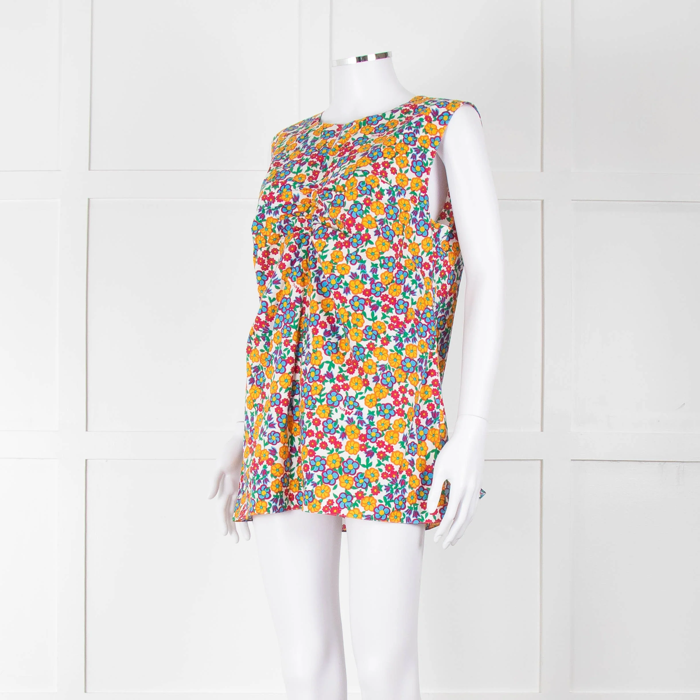 Marni White Orange Blue Flower Print Sleeveless Top - Image 8
