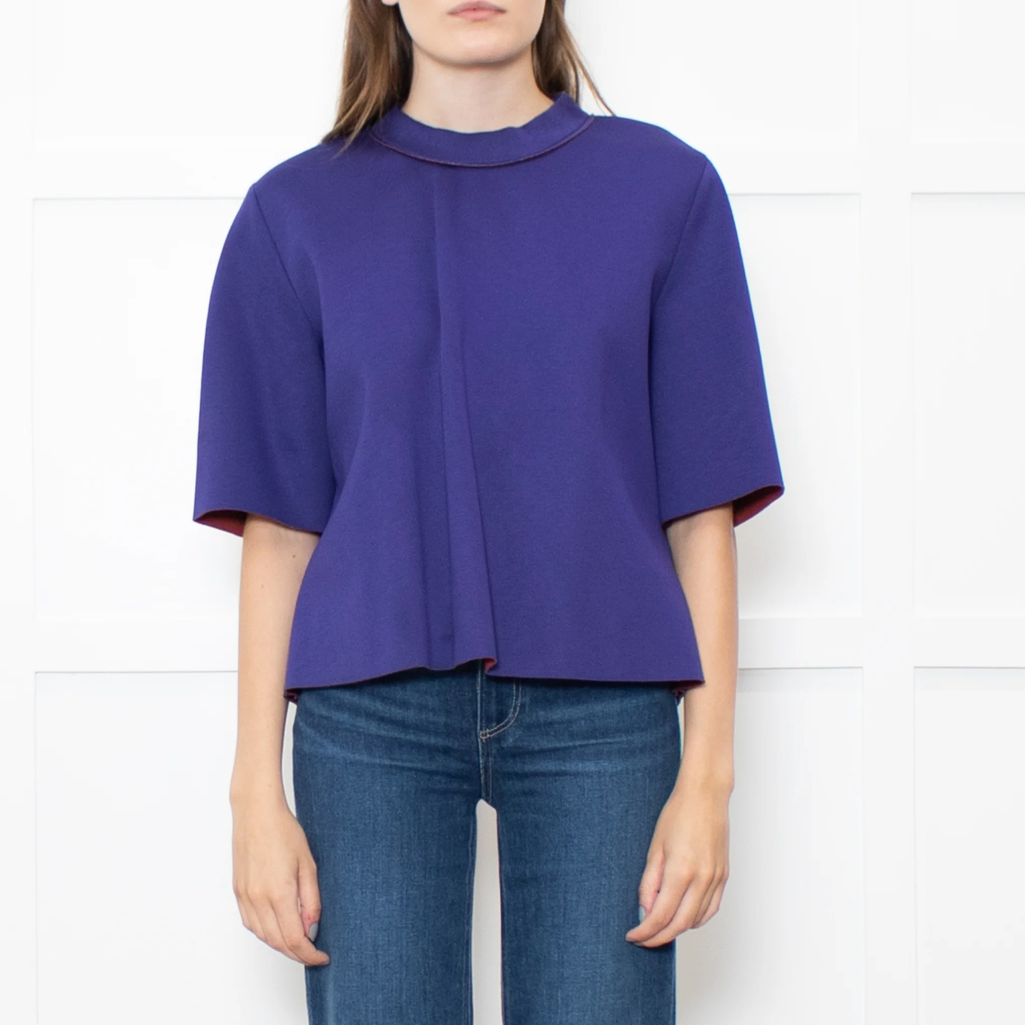 Marni Purple Zip Up Short Sleeve Oversized Top - Image 2