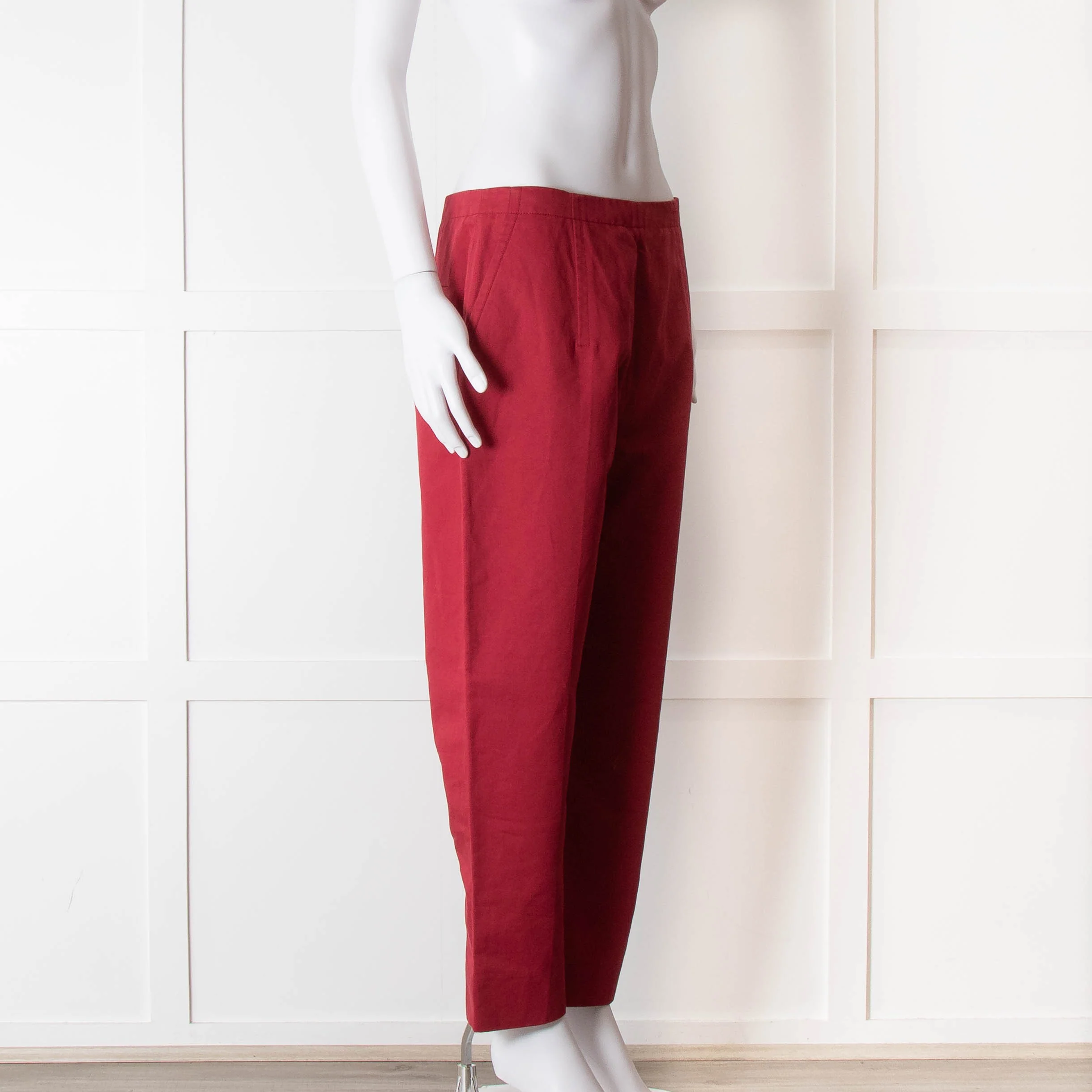 Marni Raspberry Red Cotton Linen Blend Wide Leg Trousers - Image 2