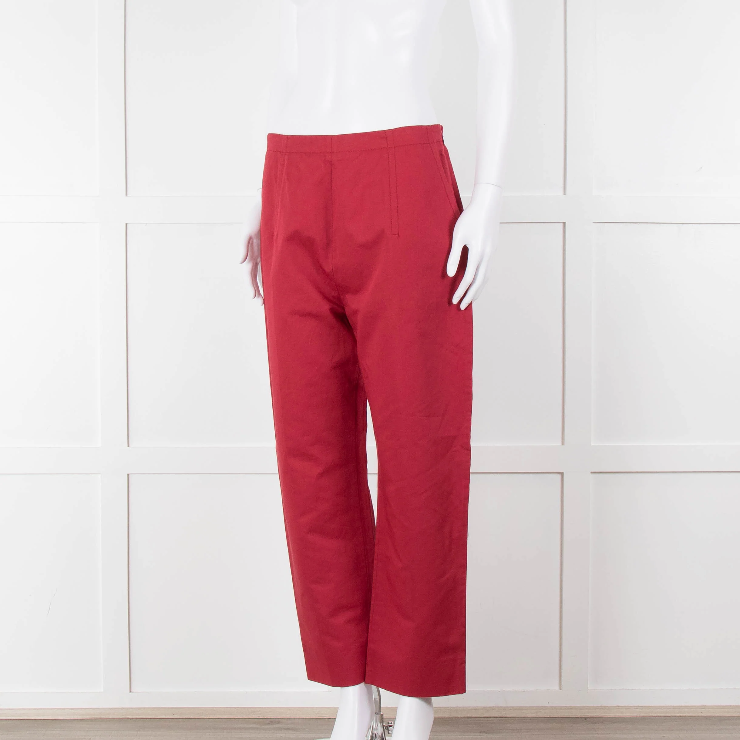 Marni Raspberry Red Cotton Linen Blend Wide Leg Trousers - Image 8