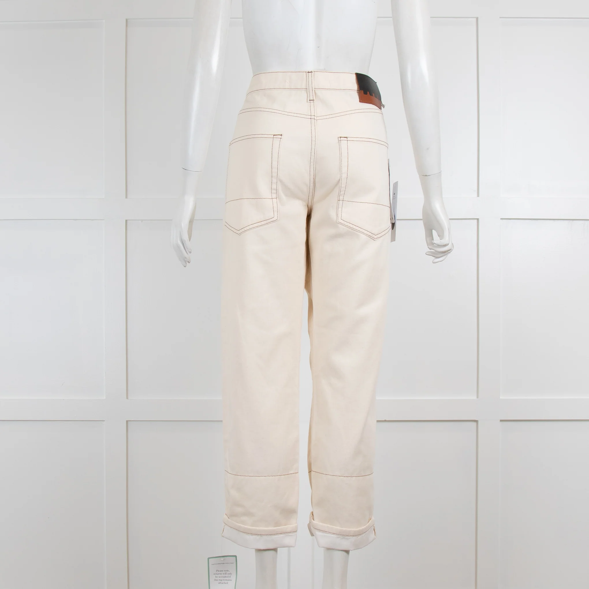 Marni Raw Cotton Cream Turn Up Jeans - Image 3