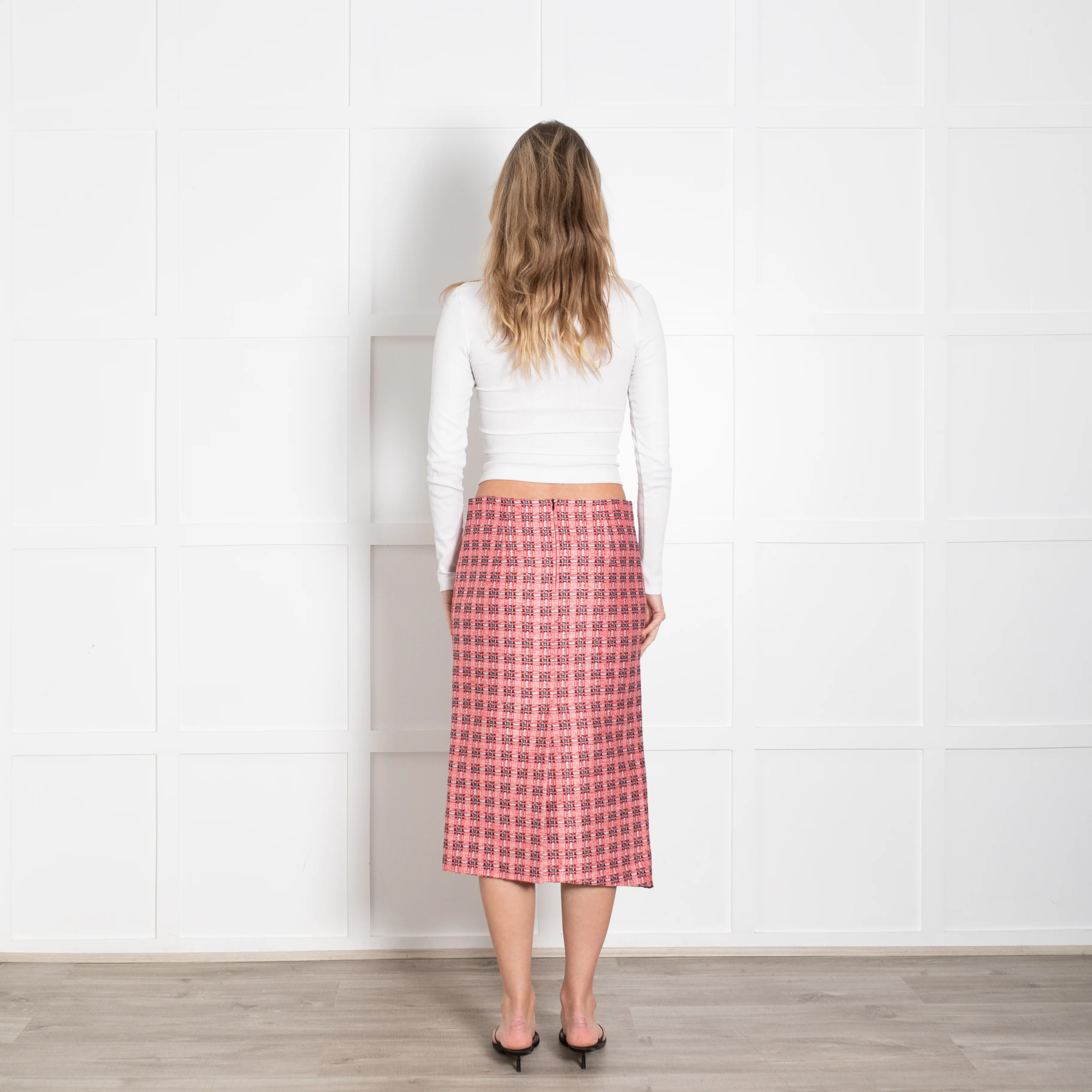 Marni Red Black Checked Pencil Skirt - Image 5