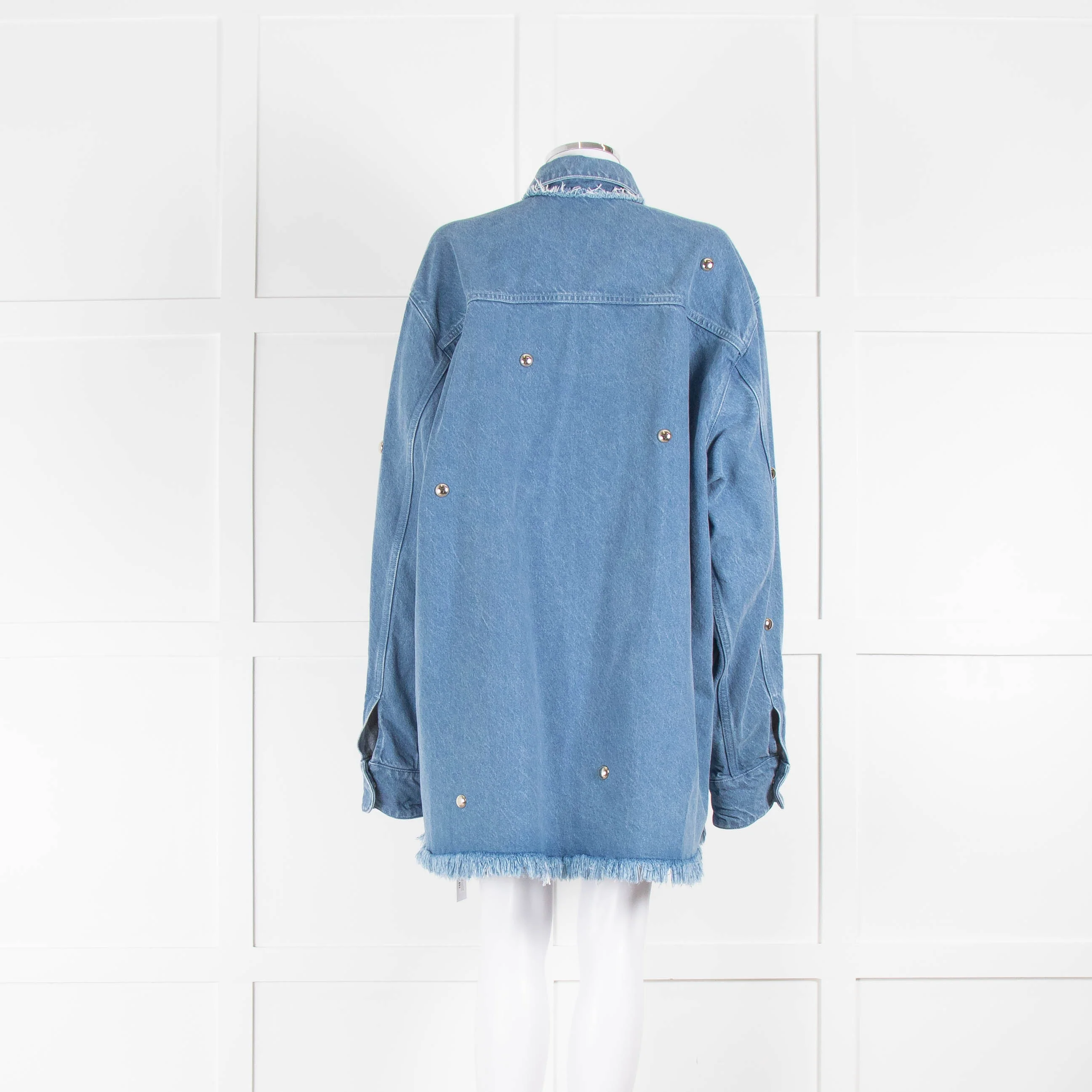 Marques Almeida Studded Blue Denim Shacket with Raw Hem - Image 3