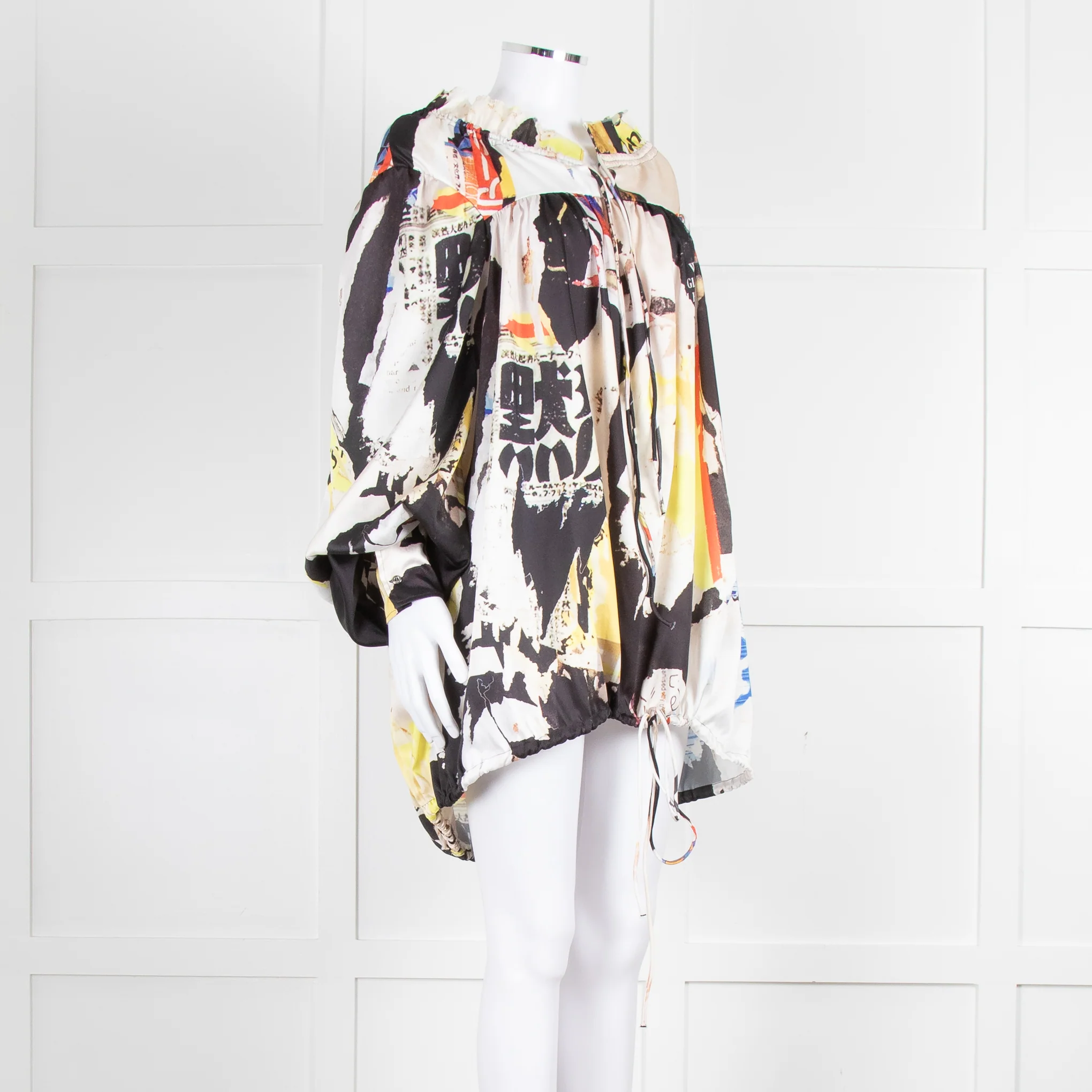 Marques Almeida Cream Black Yellow Graphic Print Art Blouse - Image 2