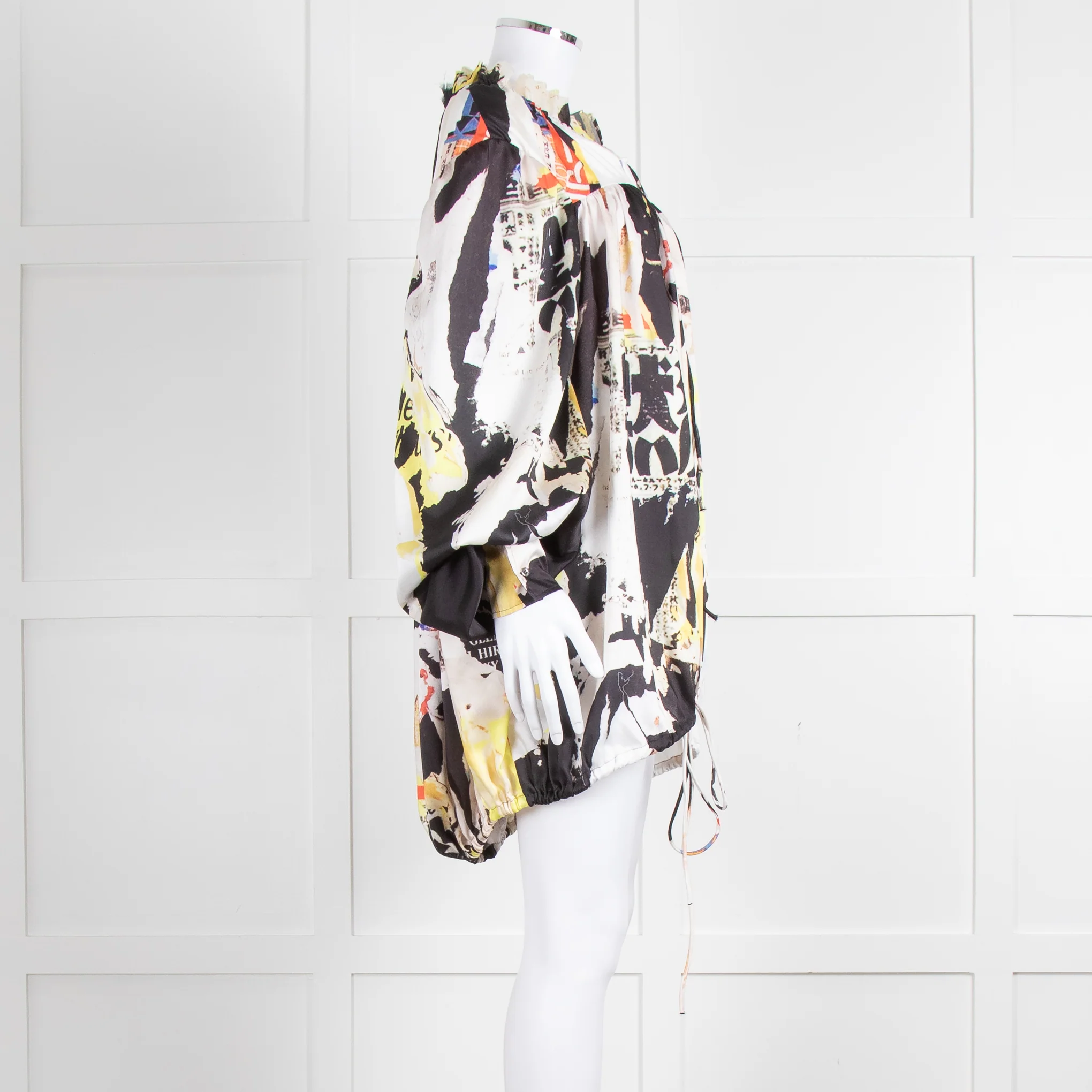 Marques Almeida Cream Black Yellow Graphic Print Art Blouse - Image 3