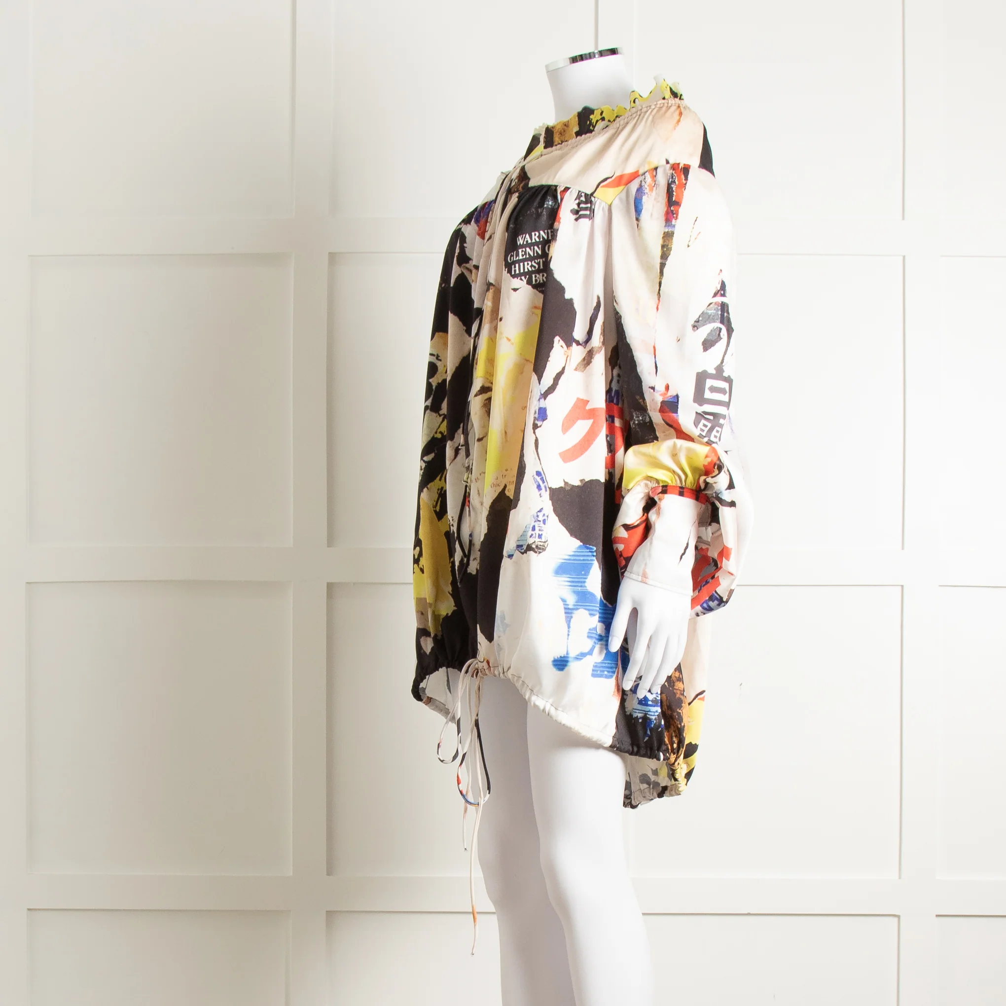 Marques Almeida Cream Black Yellow Graphic Print Art Blouse - Image 8
