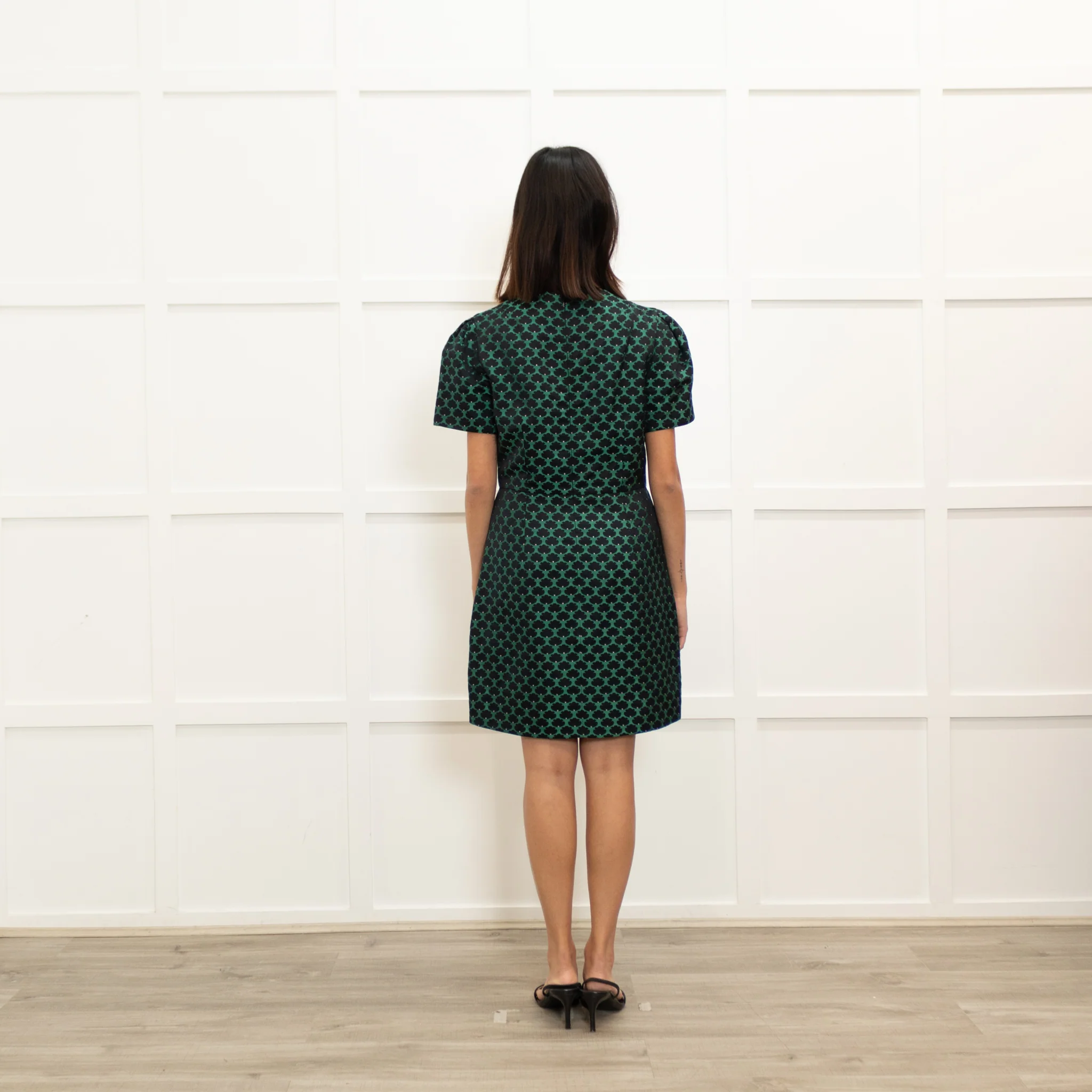 Mary Katrantzou Green Black Short Sleeve Dress - Image 5