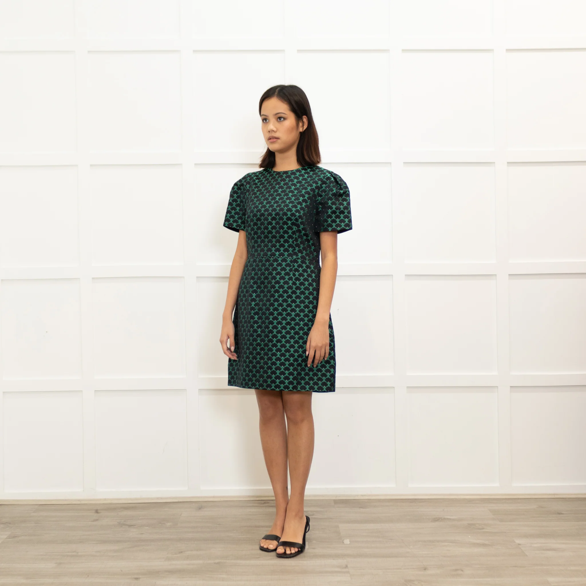 Mary Katrantzou Green Black Short Sleeve Dress - Image 7